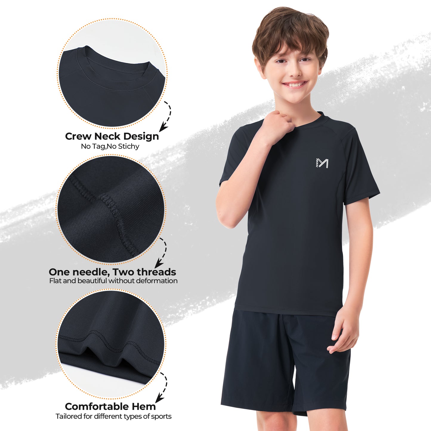 Boys Compression Shirt Youth Tights Athletic Undershirt Kids Base Layer T-Shirt UPF 50 Sun Protect Tops