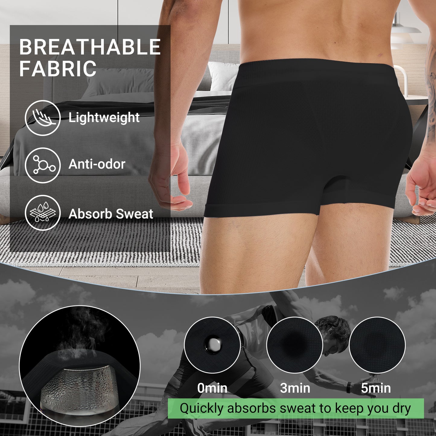 Compression Shorts Men, 3/4/5 Pack Spandex Running Shorts Athletic Workout Sport Performance Baselayer Underwear