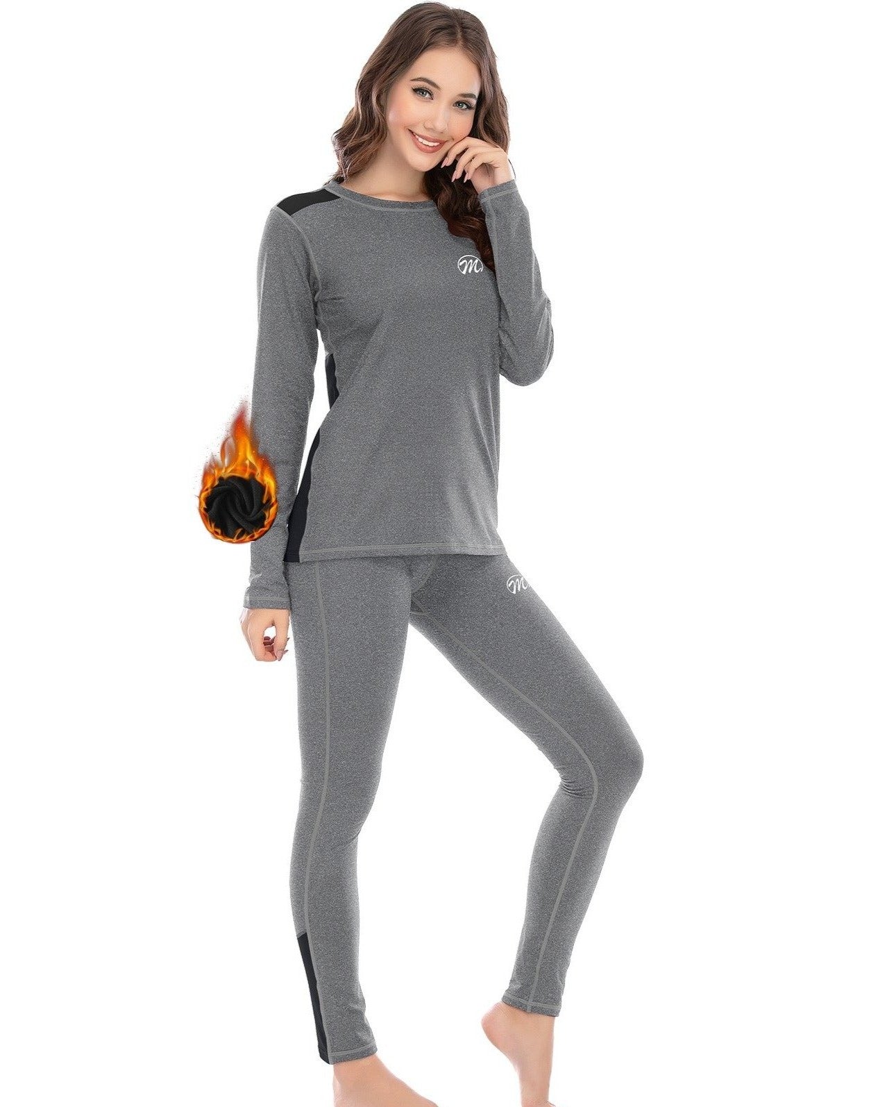 MEETWEE Grey Winter Thermal Underwear Set