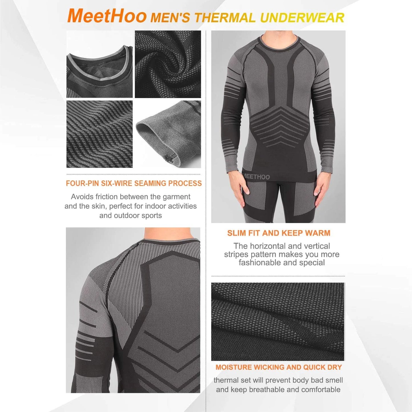 Men's Thermal Underwear Set Winter Gear Men Base Layer Long Johns Bottom