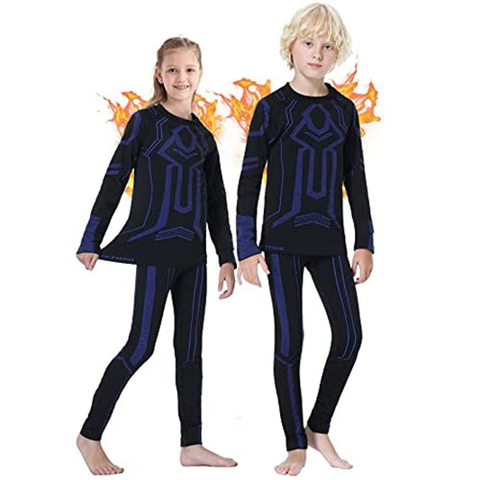 Thermal Underwear Set for Kids Fleece Lined Long Johns Base Layer