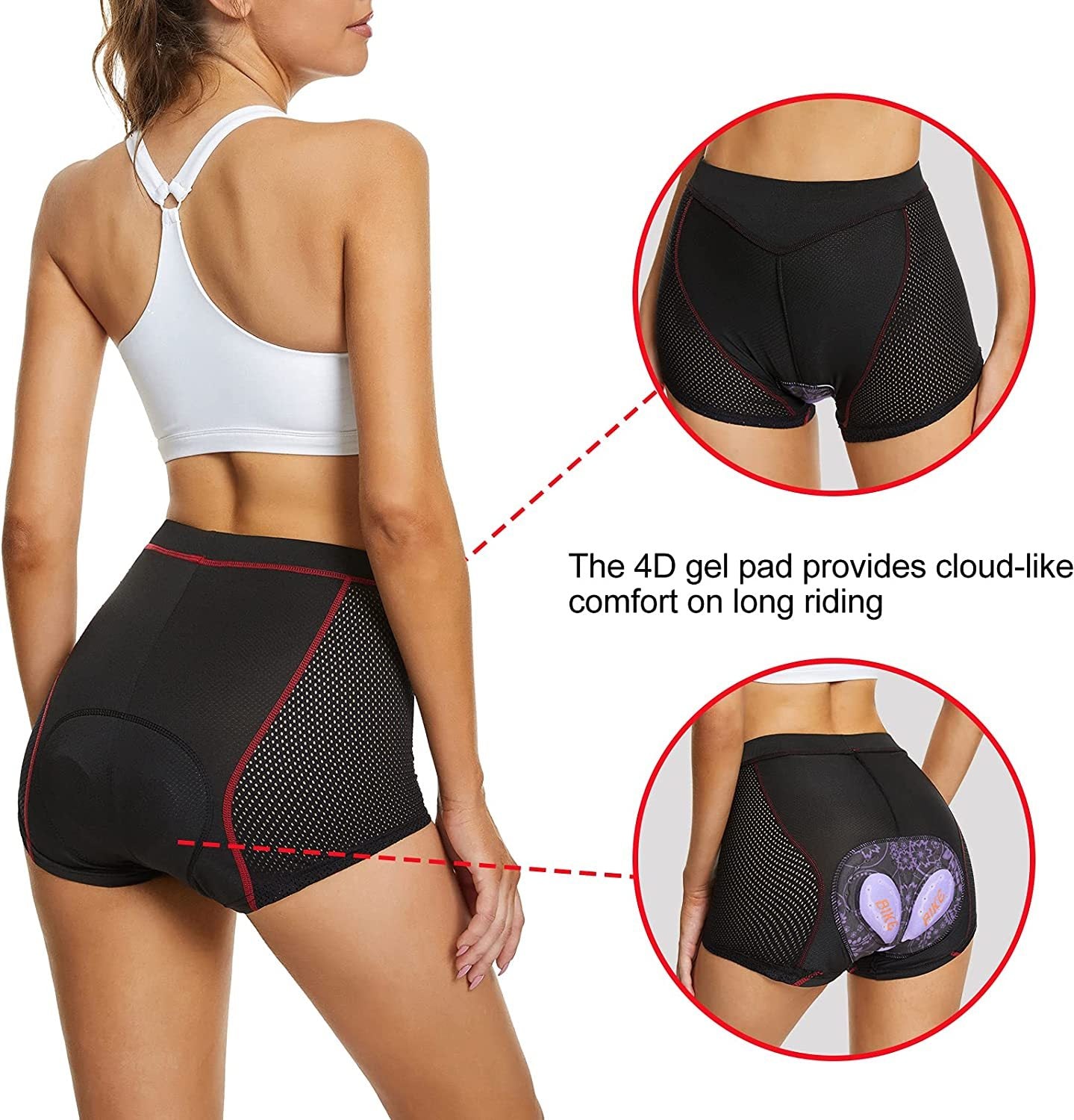 Women's Cycling Underwear, 4D Padded Gel Bike Shorts Lightweight Quick Dry Cycling Knickers