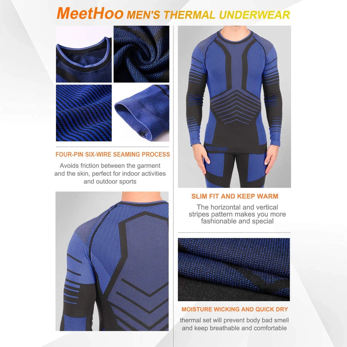 Men's Thermal Underwear Set Winter Gear Men Base Layer Long Johns Bottom