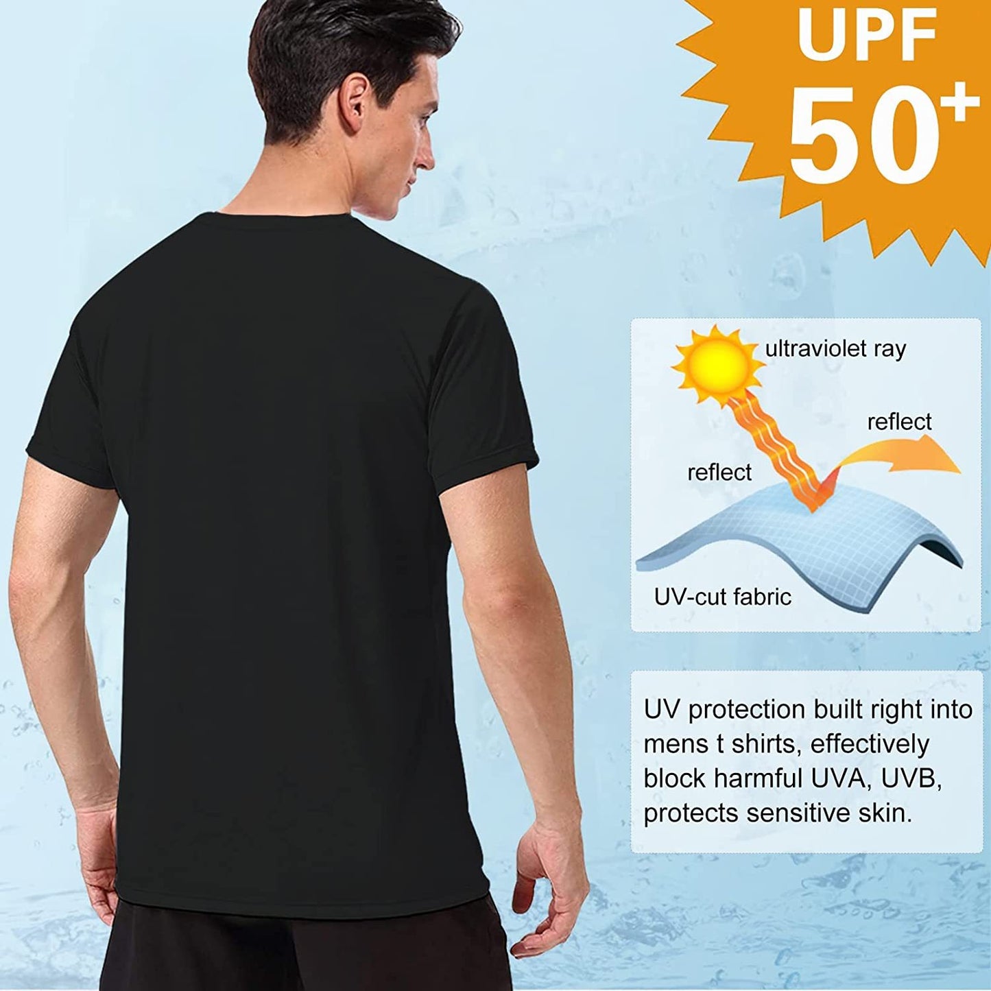 Men's Swim Shirts Rash Guard UPF 50+ Sun Protection Shirt Quick Dry SPF Short Sleeve Workout Fishing Running T Shirts