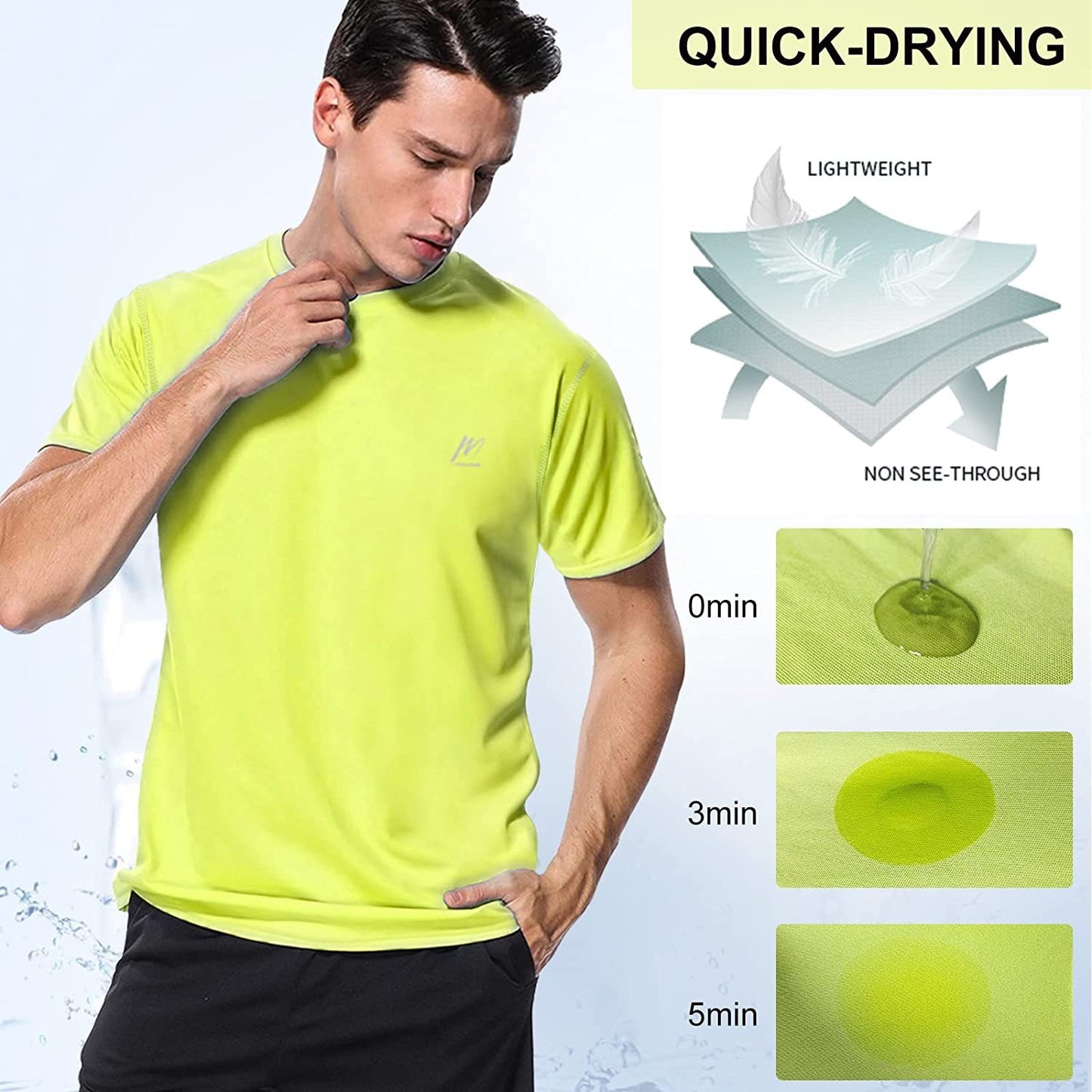 Men's Swim Shirts Rash Guard UPF 50+ Sun Protection Shirt Quick Dry SPF Short Sleeve Workout Fishing Running T Shirts