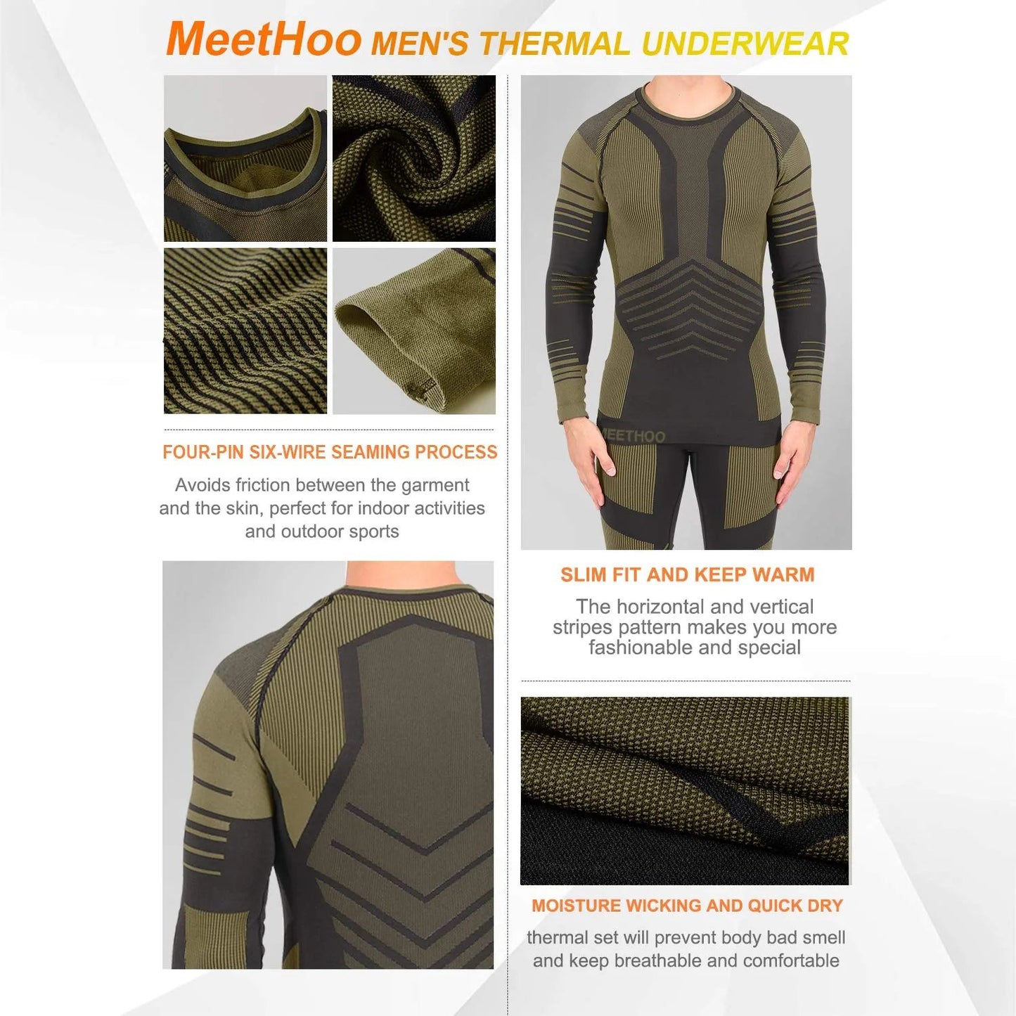 Men's Thermal Underwear Set Winter Gear Men Base Layer Long Johns Bottom