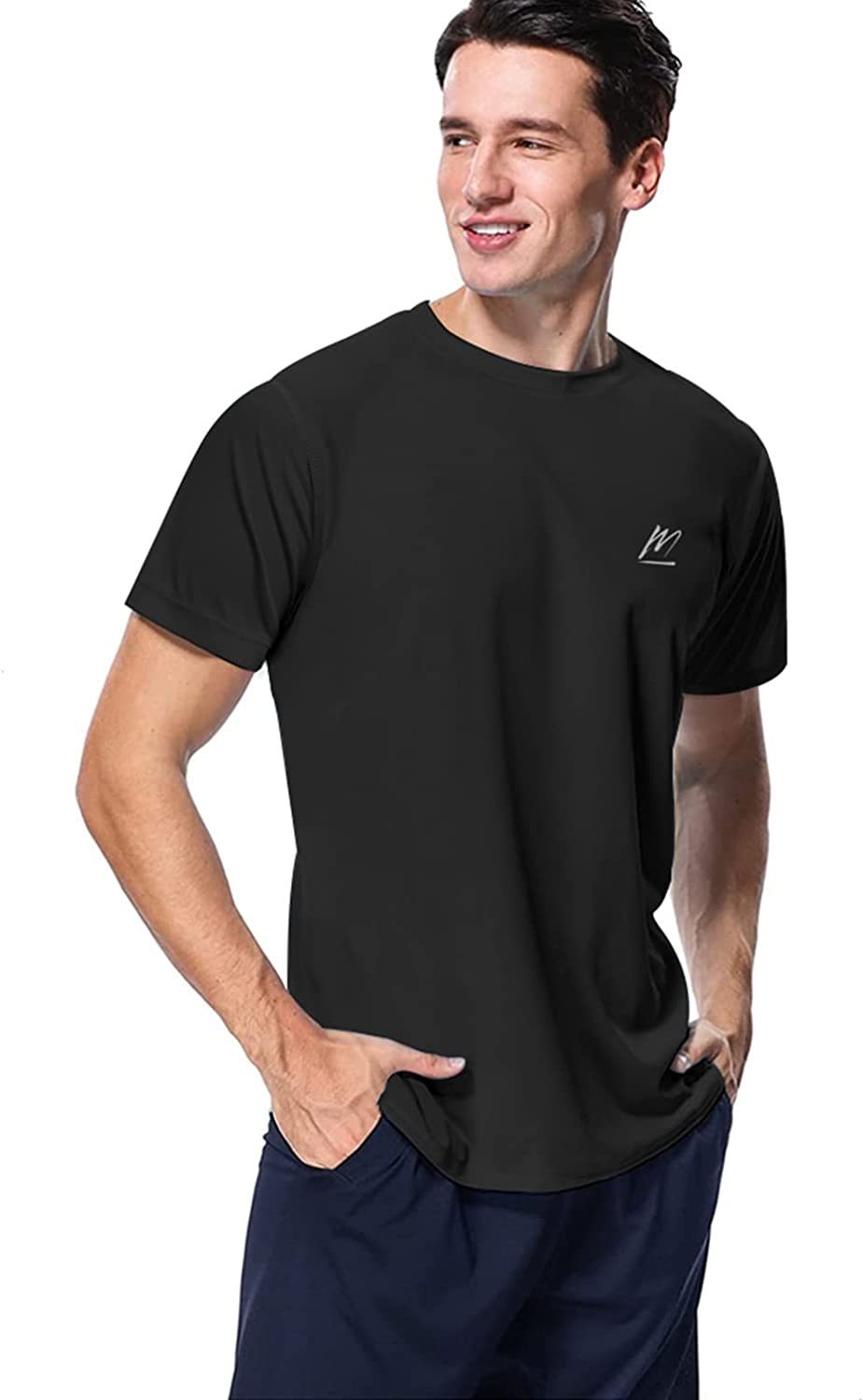 Men's Swim Shirts Rash Guard UPF 50+ Sun Protection Shirt Quick Dry SPF Short Sleeve Workout Fishing Running T Shirts
