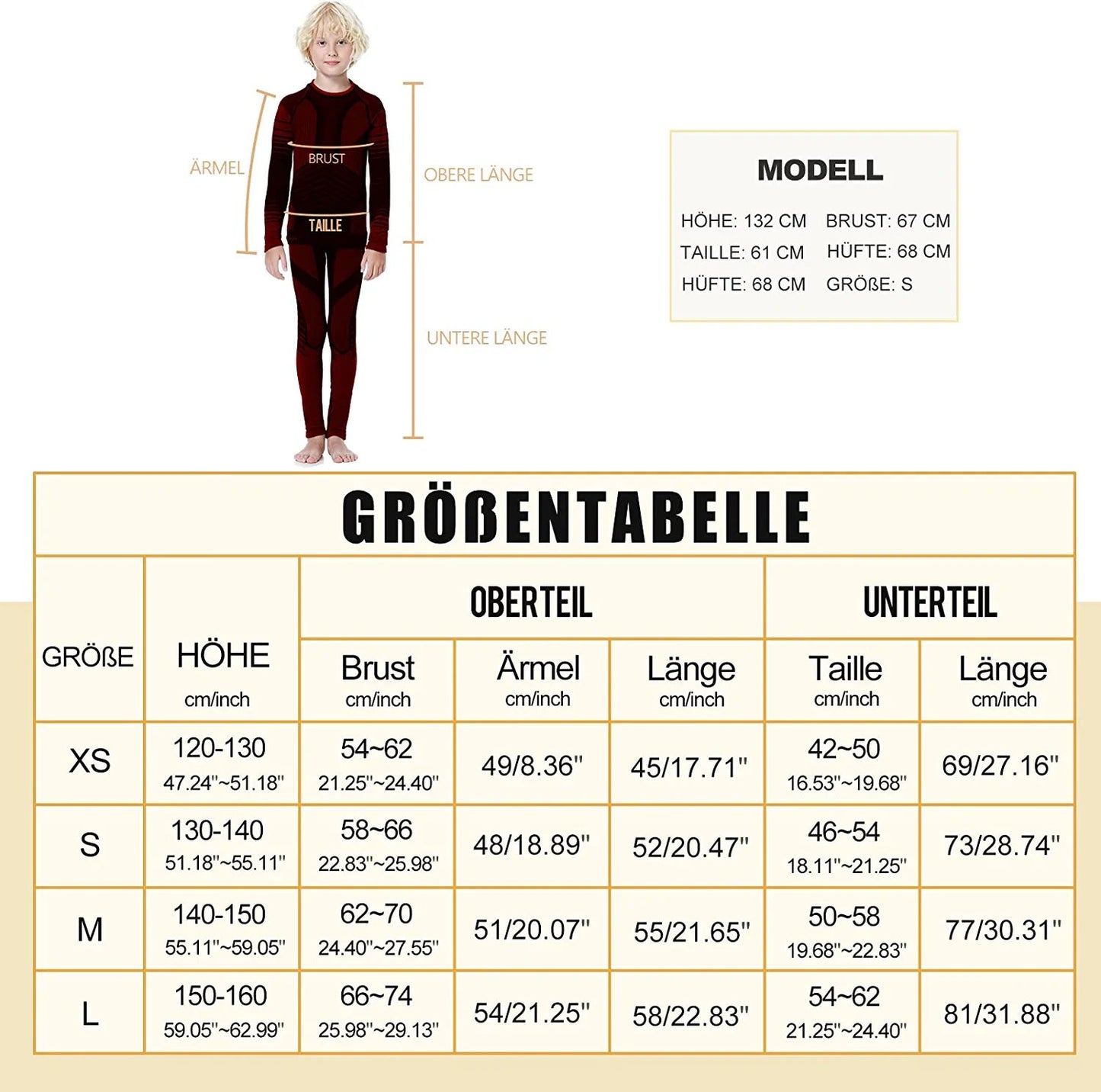 Thermal Underwear Set for Kids, Seamless Long Johns for Boys, Ski Base Layer Leggings & Shirt for Child
