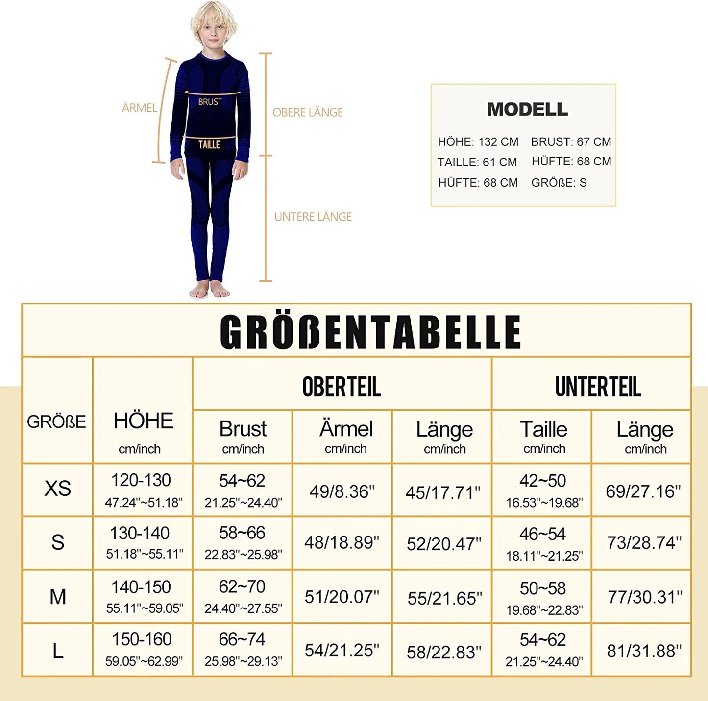 Thermal Underwear Set for Kids, Seamless Long Johns for Boys, Ski Base Layer Leggings & Shirt for Child