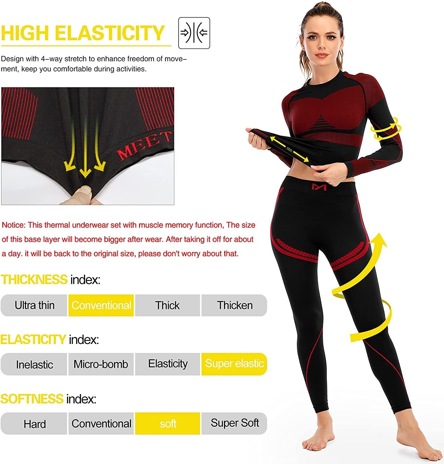 Thermal Underwear for Women, Winter Warm Long Johns Thermal Sets Cold Weather Gear Base Layer for Skiing Running