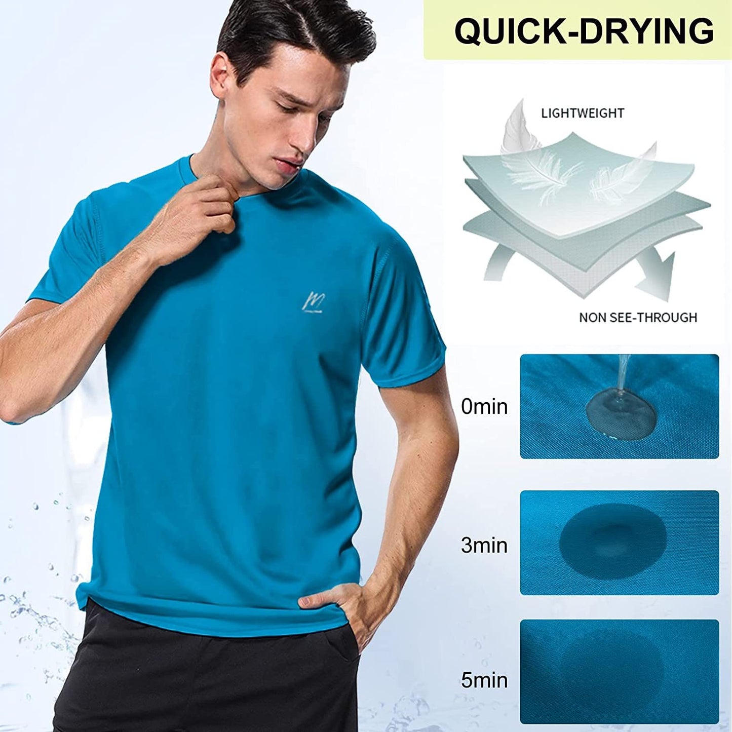 Men's Swim Shirts Rash Guard UPF 50+ Sun Protection Shirt Quick Dry SPF Short Sleeve Workout Fishing Running T Shirts