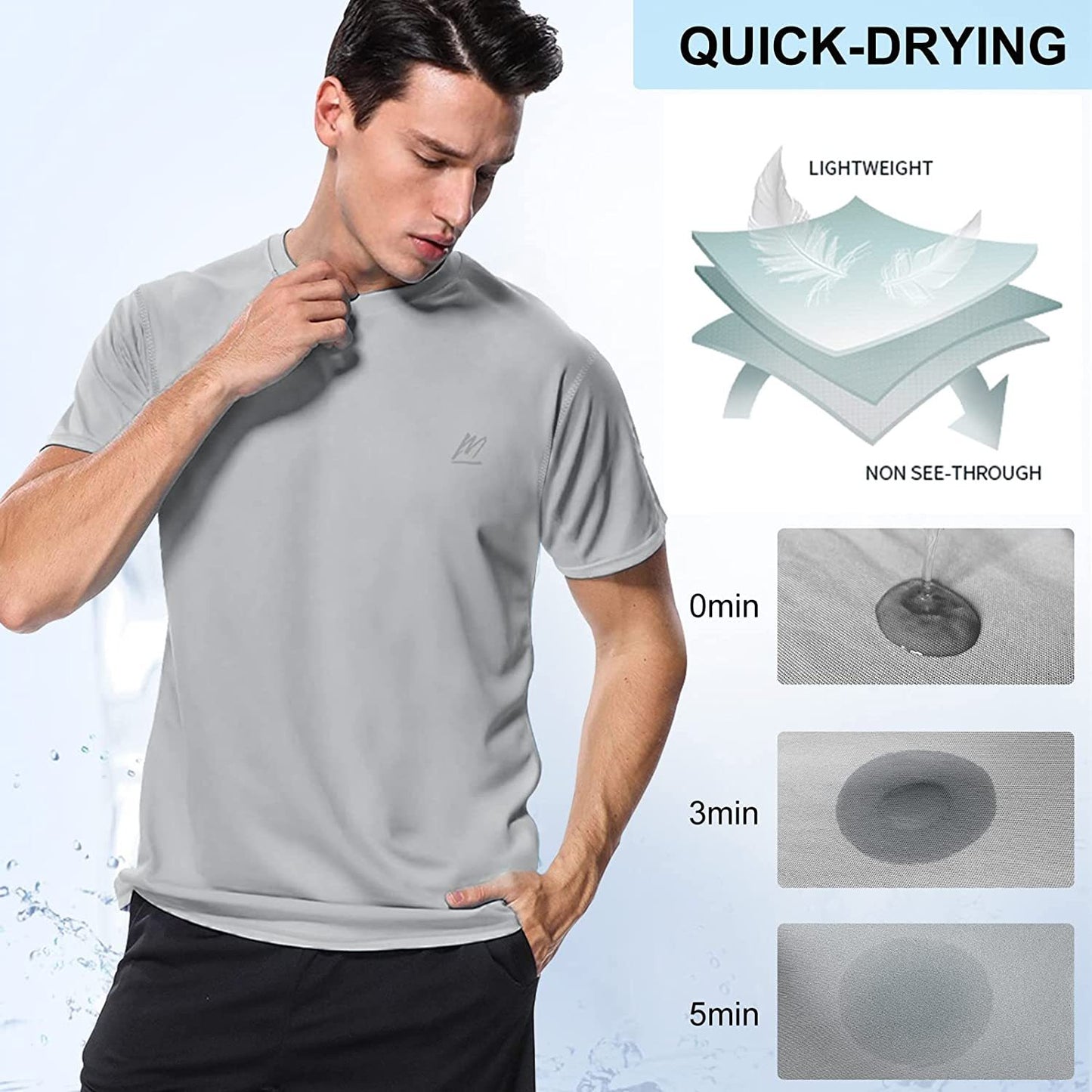 Men's Swim Shirts Rash Guard UPF 50+ Sun Protection Shirt Quick Dry SPF Short Sleeve Workout Fishing Running T Shirts