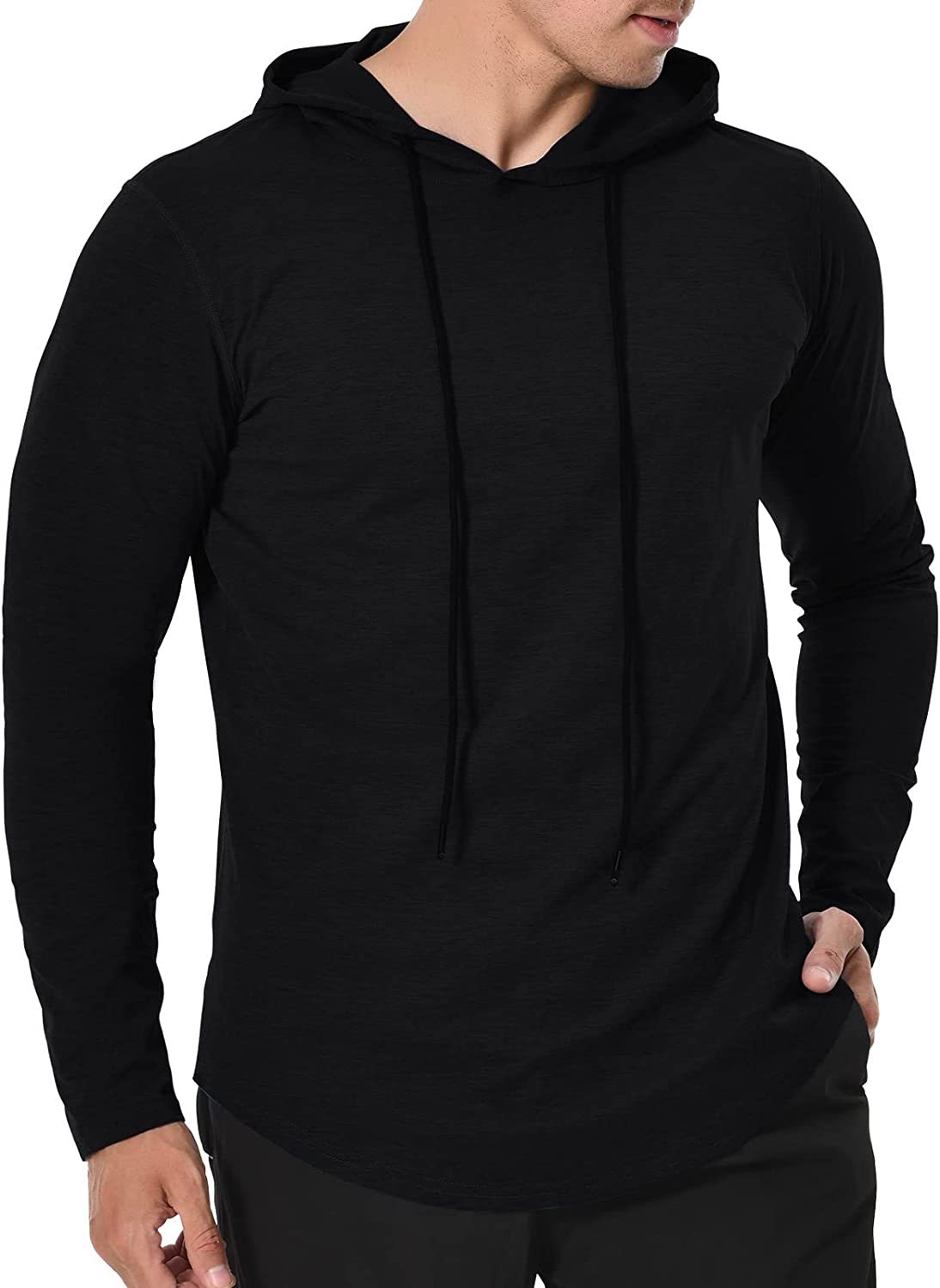 Long Sleeve Workout Hoodie Shirts for Men, Lightweight Athletic