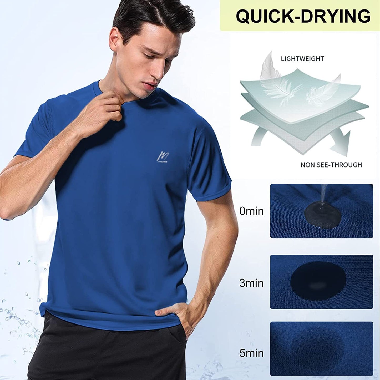 Men's Swim Shirts Rash Guard UPF 50+ Sun Protection Shirt Quick Dry SPF Short Sleeve Workout Fishing Running T Shirts