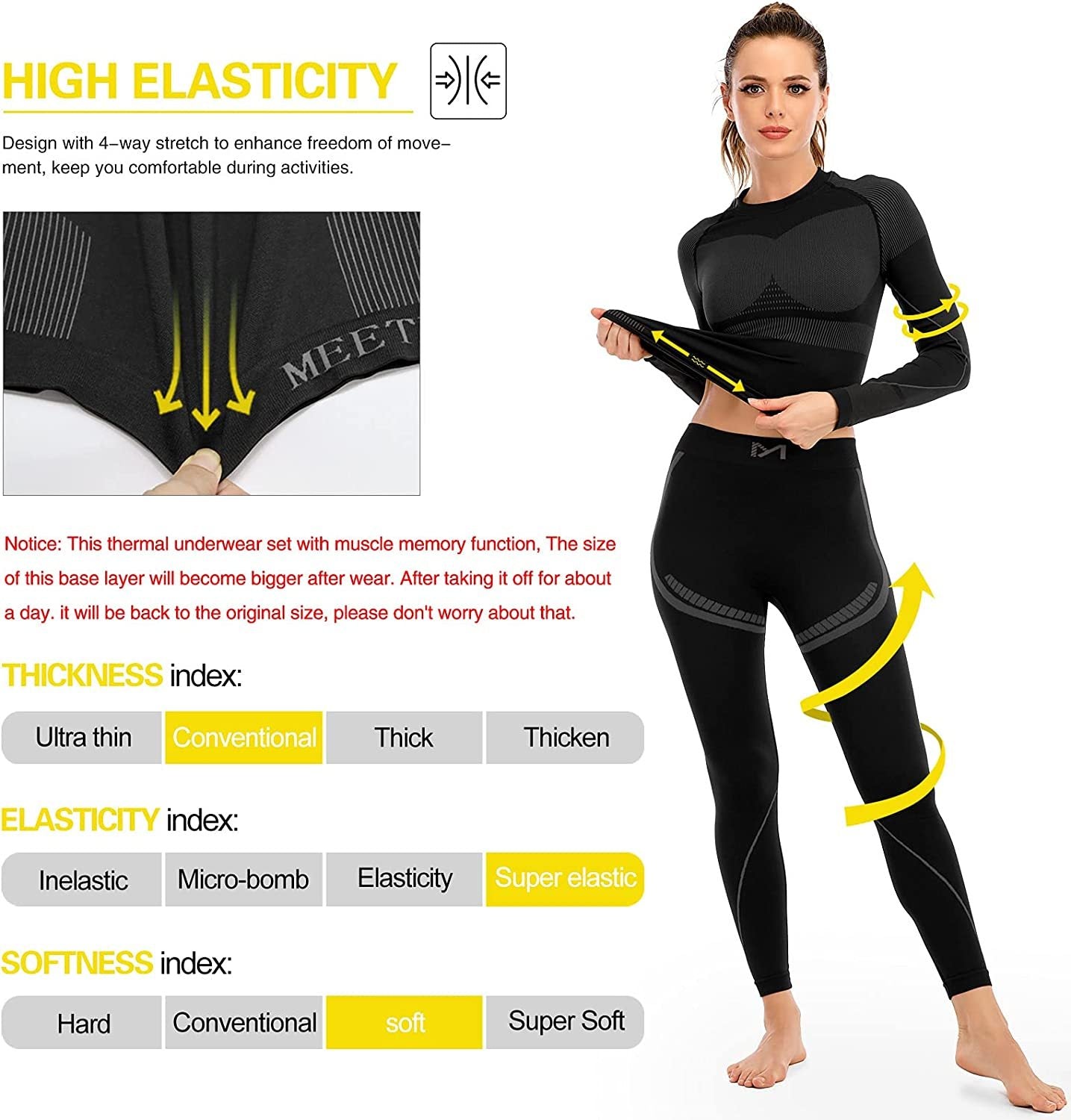 Thermal Underwear for Women, Winter Warm Long Johns Thermal Sets Cold Weather Gear Base Layer for Skiing Running