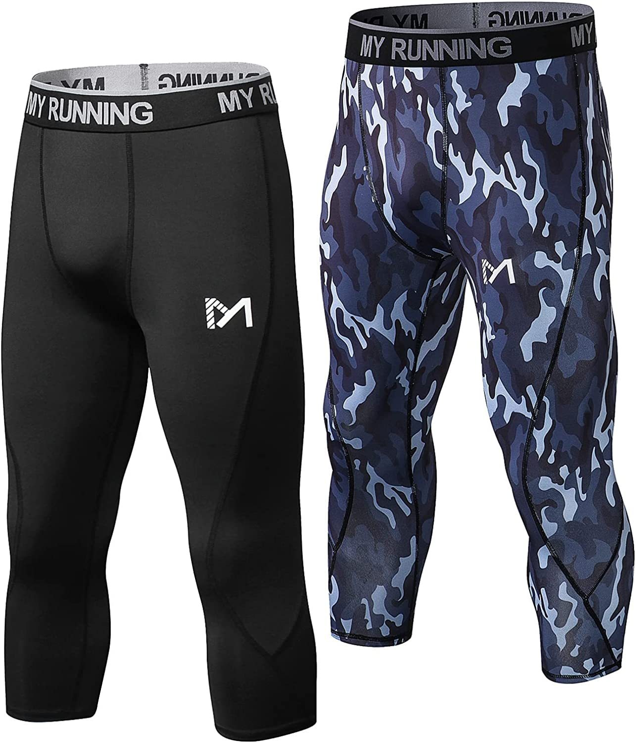 Men's 3/4 Compression Pants Sports Workout Running Tights Leggings