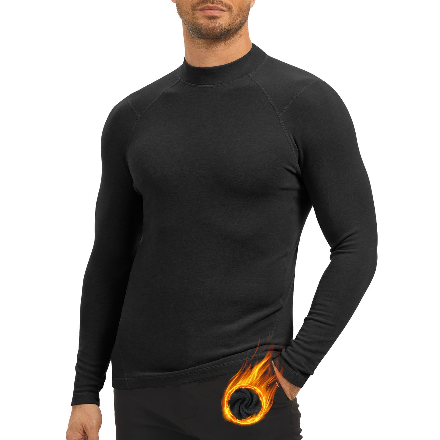 MEETYOO Thermal Compression Shirts for Men Long Sleeve Running Undershirt Turtleneck Base Layer for Winter Cold Weather