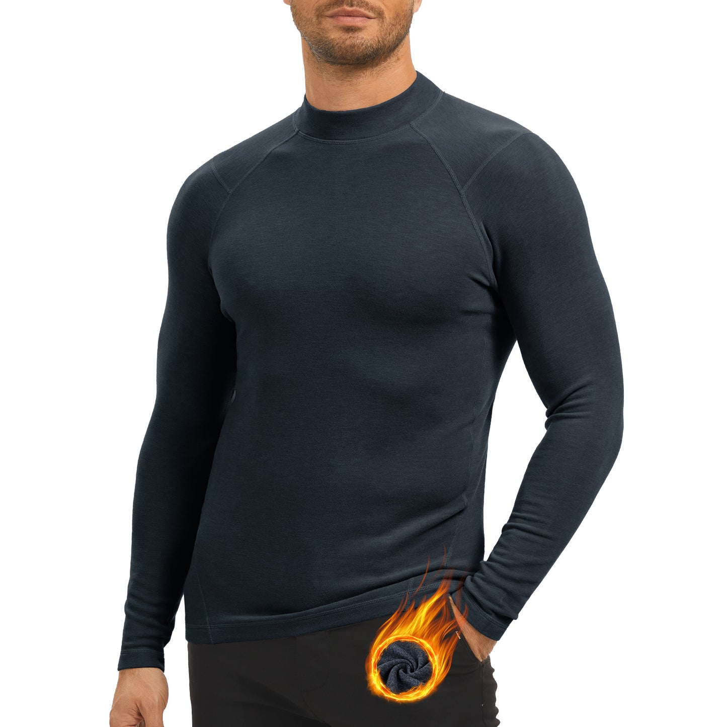 MEETYOO Thermal Compression Shirts for Men Long Sleeve Running Undershirt Turtleneck Base Layer for Winter Cold Weather