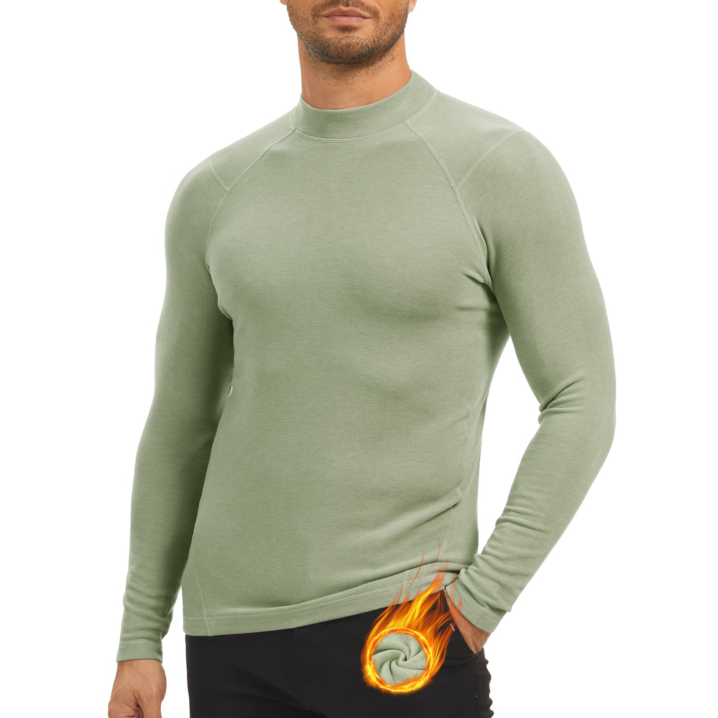 MEETYOO Thermal Compression Shirts for Men Long Sleeve Running Undershirt Turtleneck Base Layer for Winter Cold Weather