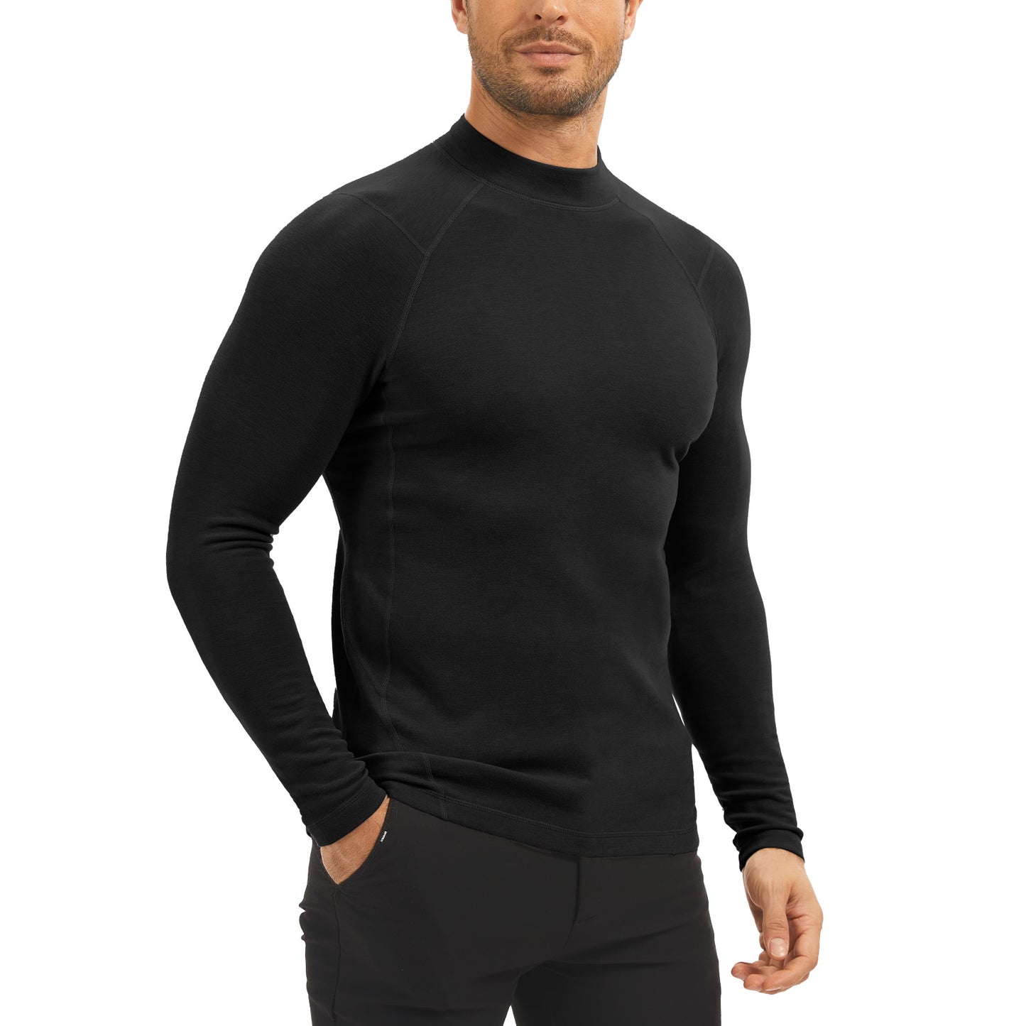 MEETYOO Thermal Compression Shirts for Men Long Sleeve Running Undershirt Turtleneck Base Layer for Winter Cold Weather