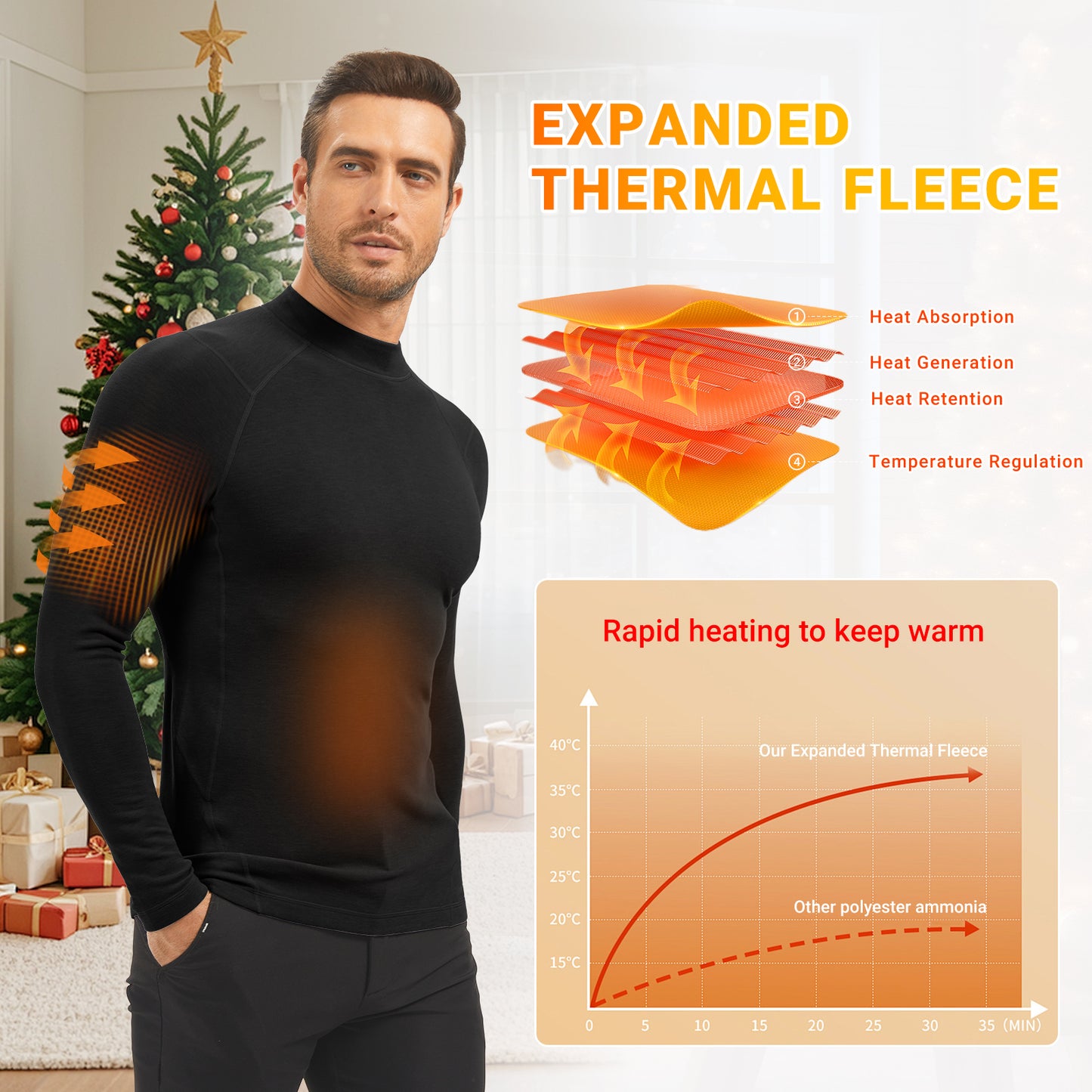 MEETYOO Thermal Compression Shirts for Men Long Sleeve Running Undershirt Turtleneck Base Layer for Winter Cold Weather