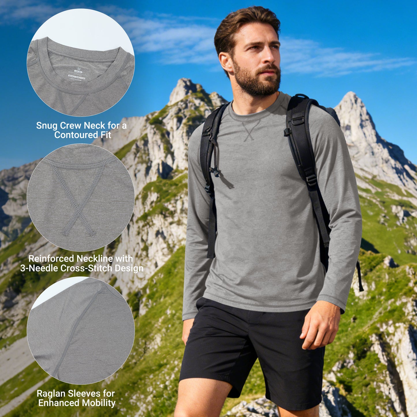 Rash Guard Swim Shirts for Men UPF 50+ Sun Protection UV Shirt Men's Fishing Running Water T-Shirt