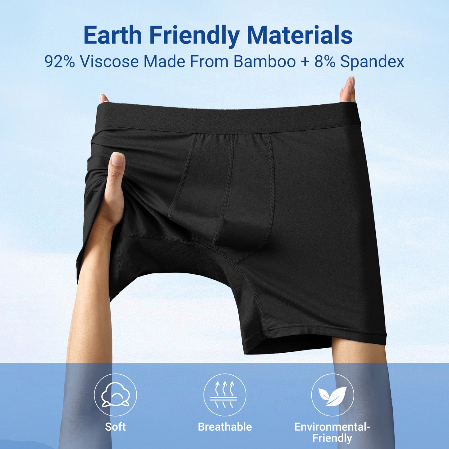 Men's Underwear Boxer Briefs Pack, Moisture-Wicking Underwear for Men Breathable No Ride Up Boxers