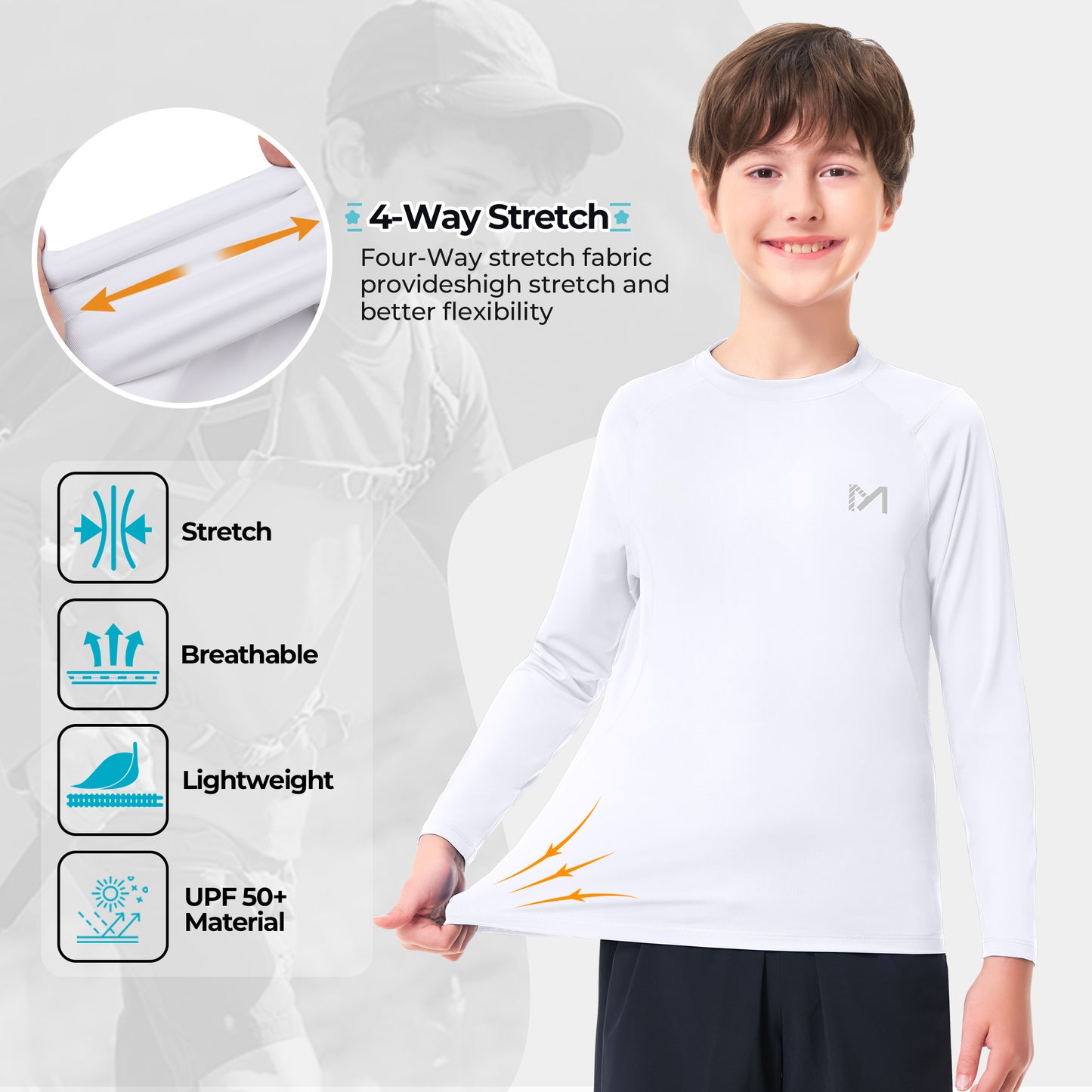 Boys Compression Shirt Youth Tights Athletic Undershirt Kids Base Layer T-Shirt UPF 50 Sun Protect Tops