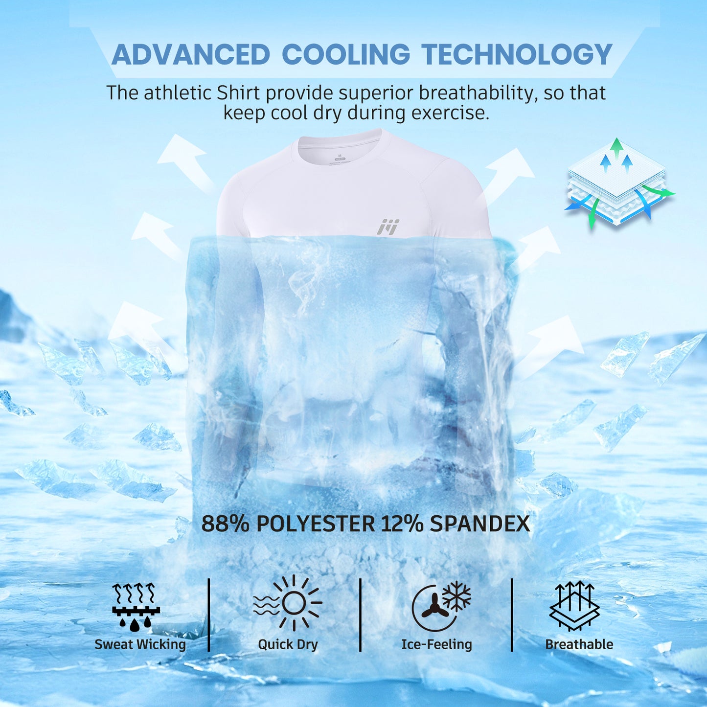 Long Sleeve Compression Shirts for Men, UPF 50+ UV Swim Shirts, Running Athletic Workout Base Layer Gray