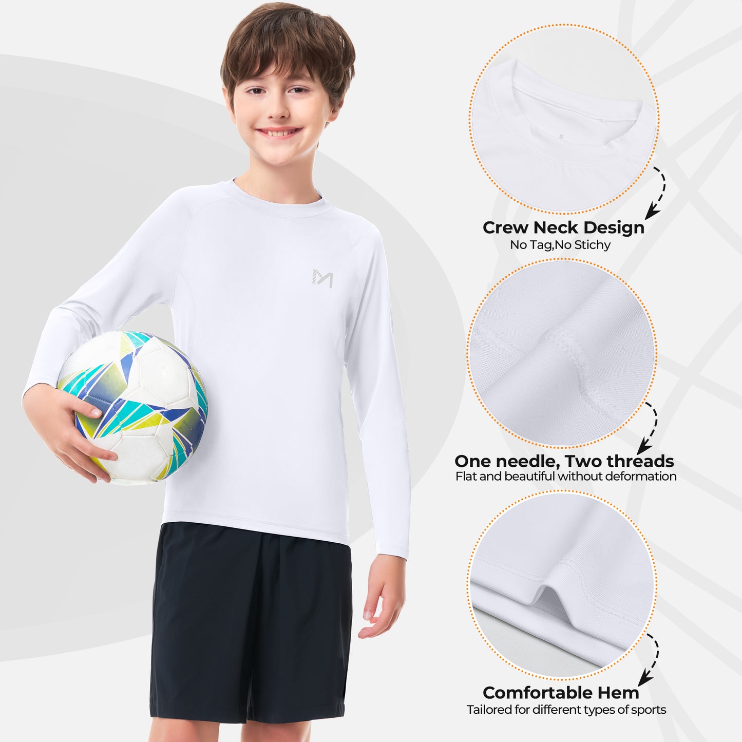 Boys Compression Shirt Youth Tights Athletic Undershirt Kids Base Layer T-Shirt UPF 50 Sun Protect Tops