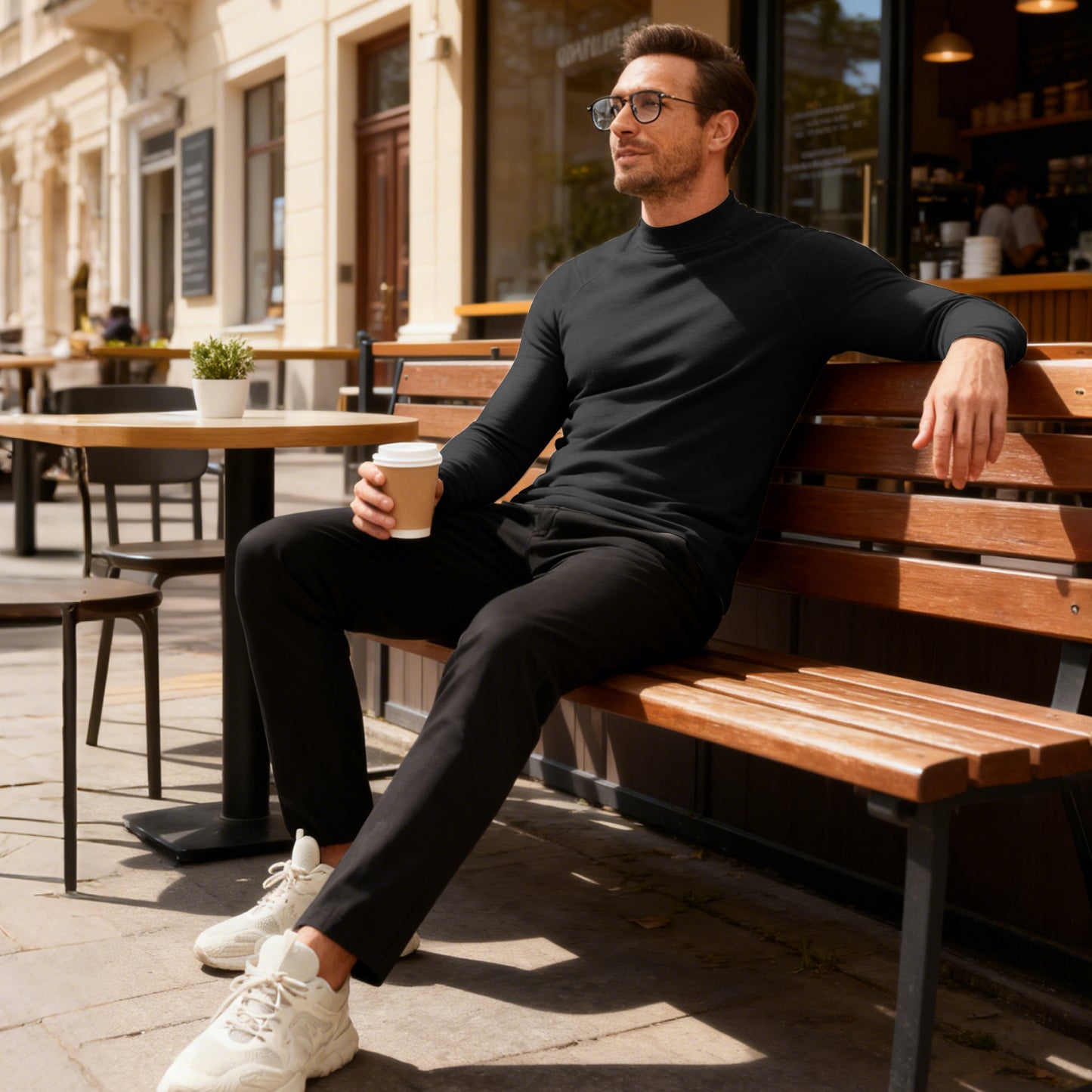 MEETYOO Thermal Compression Shirts for Men Long Sleeve Running Undershirt Turtleneck Base Layer for Winter Cold Weather