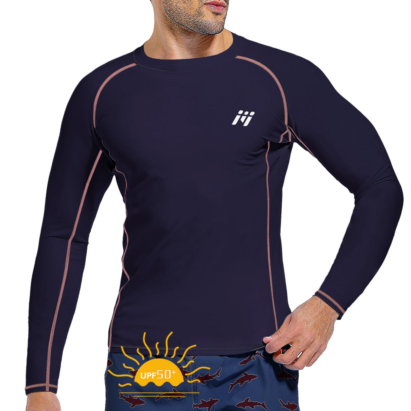Men Swim Shirts Quick Dry Lightweight Rash Guard UV UPF 50+ Sun Protection Long Sleeve Beach Shirts Fishing