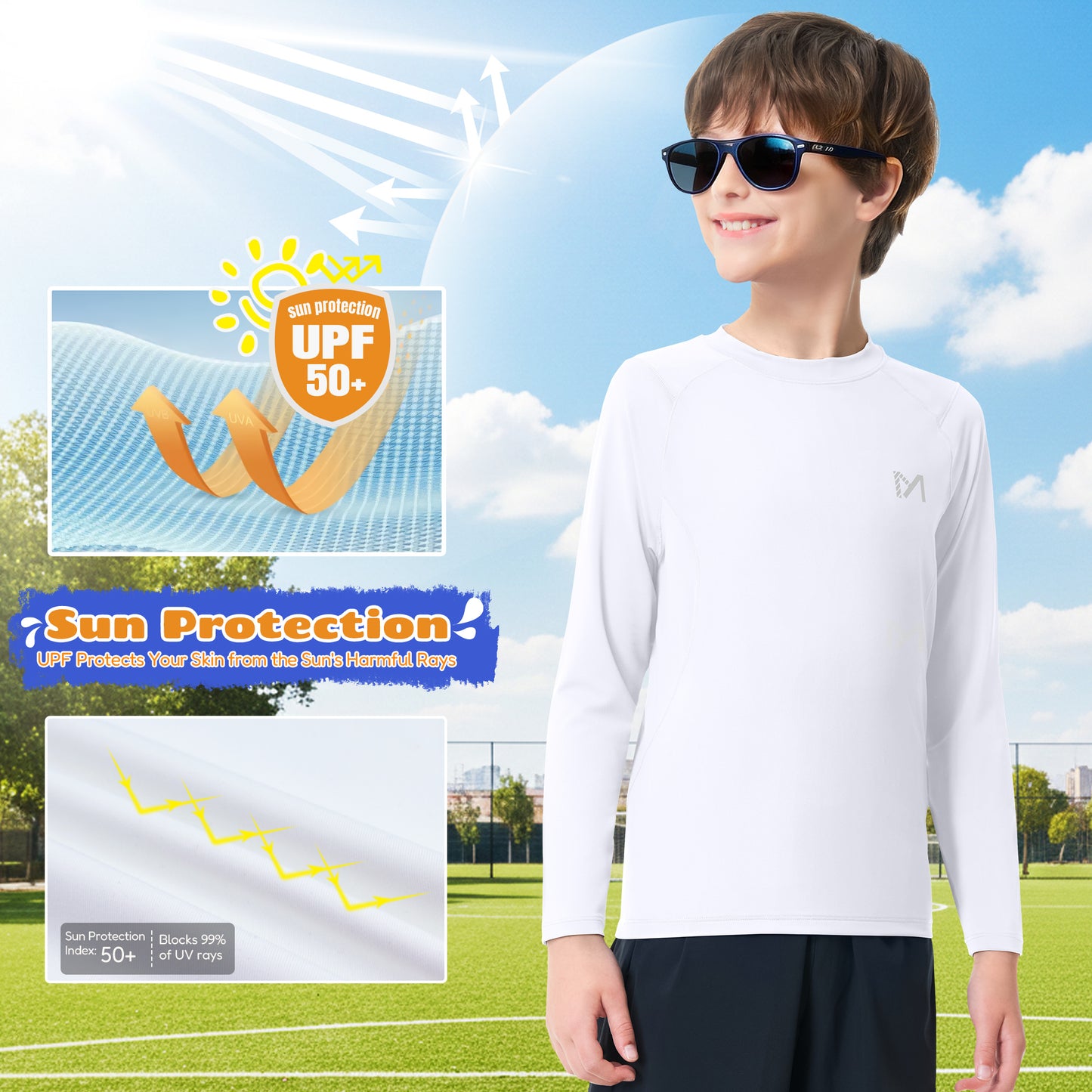 Boys Compression Shirt Youth Tights Athletic Undershirt Kids Base Layer T-Shirt UPF 50 Sun Protect Tops