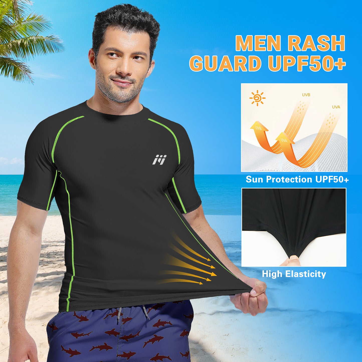 MEETWEE Men Swim Shirts Quick Dry Lightweight Rash Guard UV UPF 50+ Sun Protection Short Sleeve Beach Shirts Fishing