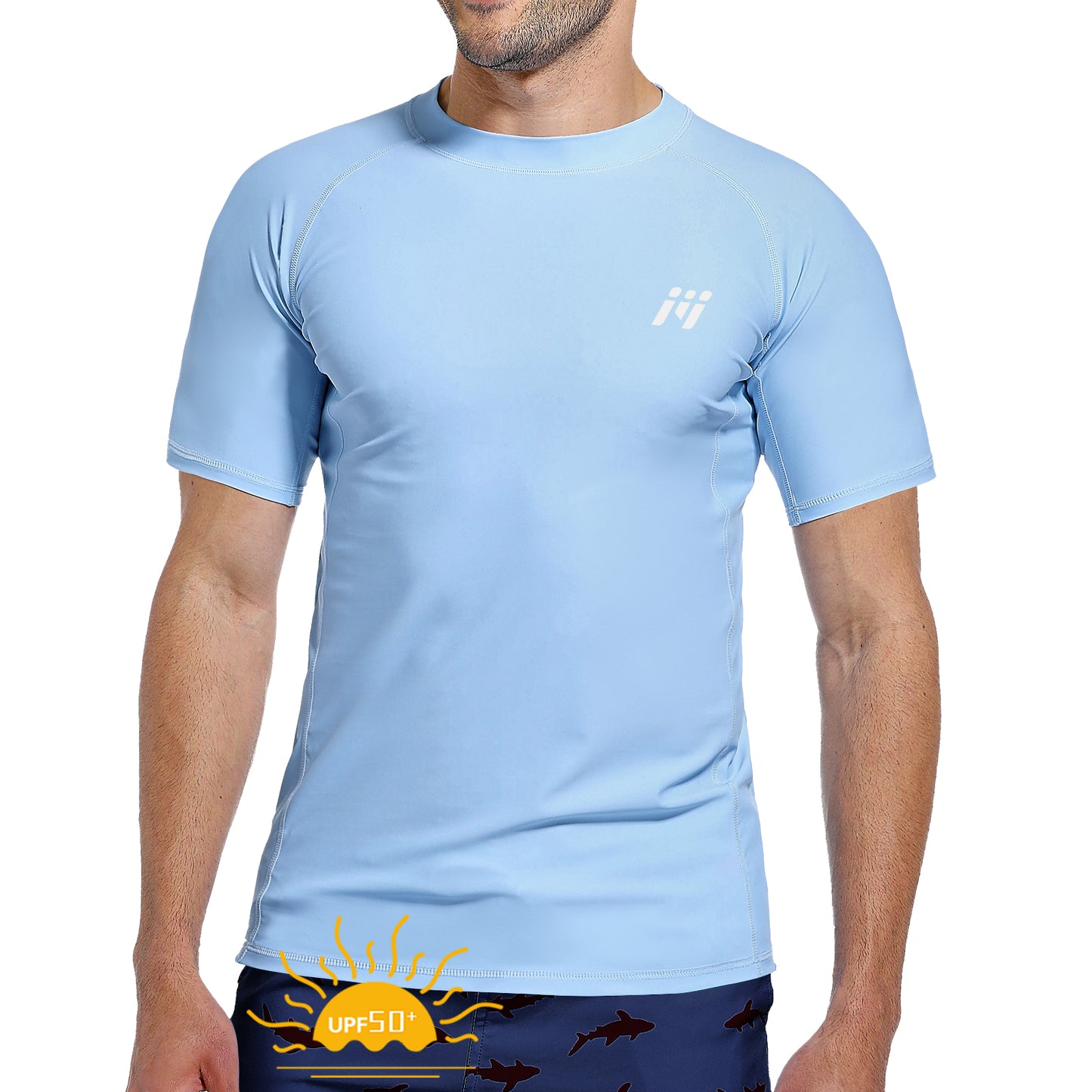 MEETWEE Men Swim Shirts Quick Dry Lightweight Rash Guard UV UPF 50+ Sun Protection Short Sleeve Beach Shirts Fishing