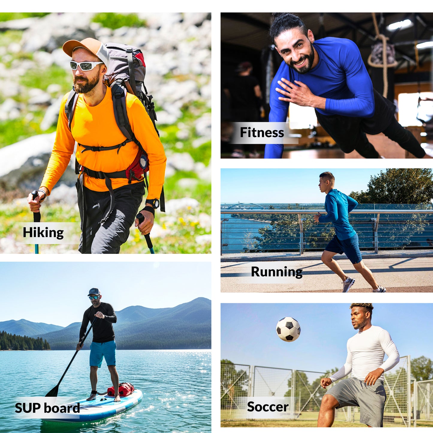 Long Sleeve Compression Shirts for Men, UPF 50+ UV Swim Shirts, Running Athletic Workout Base Layer Gray