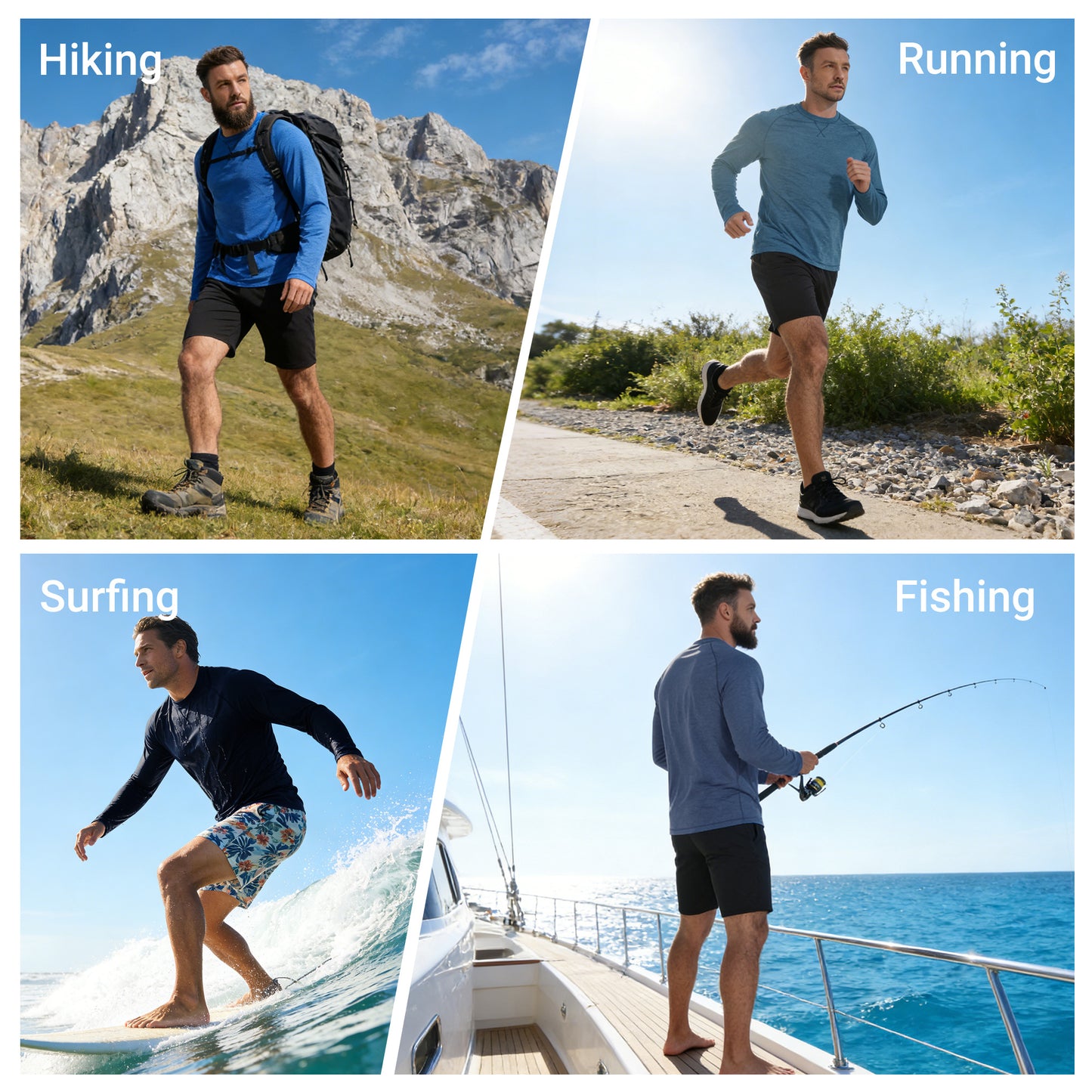 Rash Guard Swim Shirts for Men UPF 50+ Sun Protection UV Shirt Men's Fishing Running Water T-Shirt