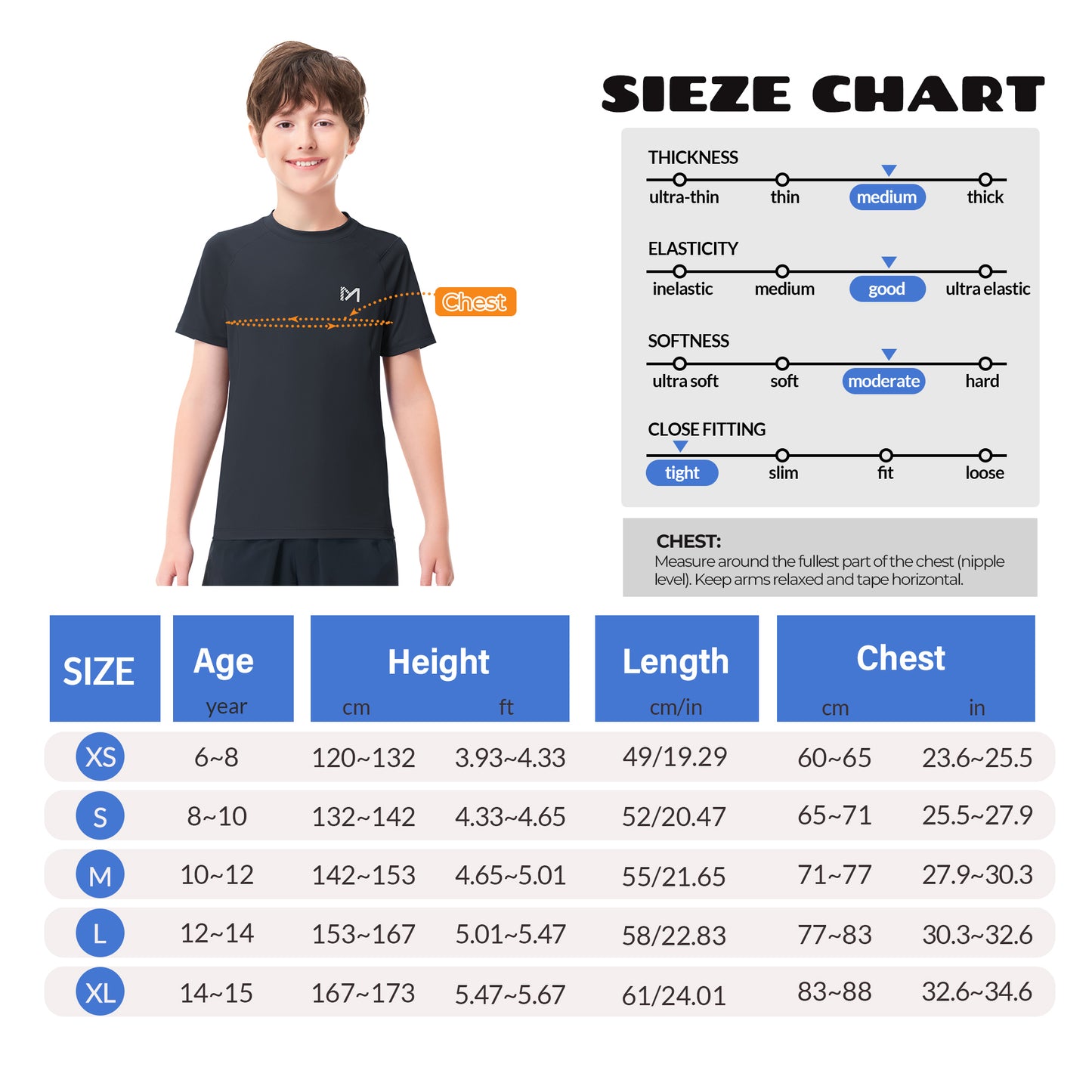 Boys Compression Shirt Youth Tights Athletic Undershirt Kids Base Layer T-Shirt UPF 50 Sun Protect Tops