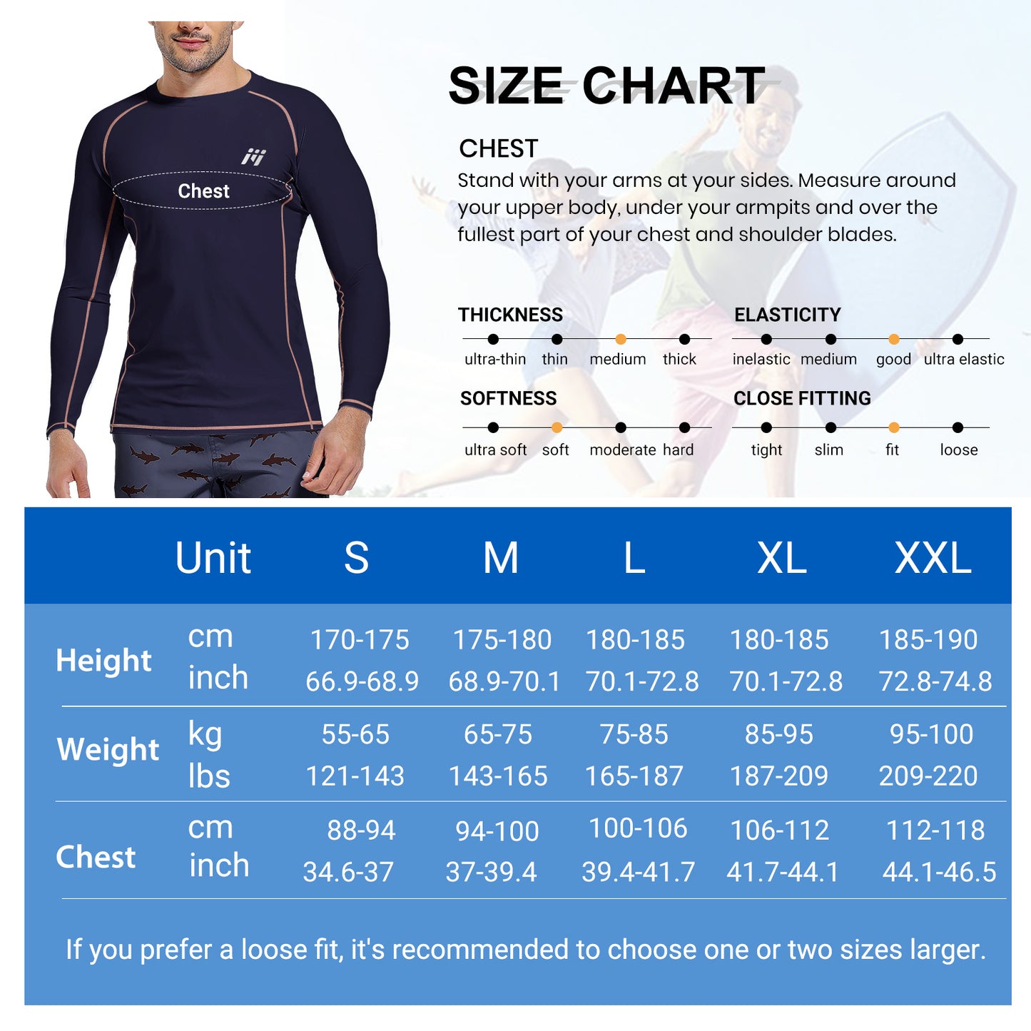 Men Swim Shirts Quick Dry Lightweight Rash Guard UV UPF 50+ Sun Protection Long Sleeve Beach Shirts Fishing