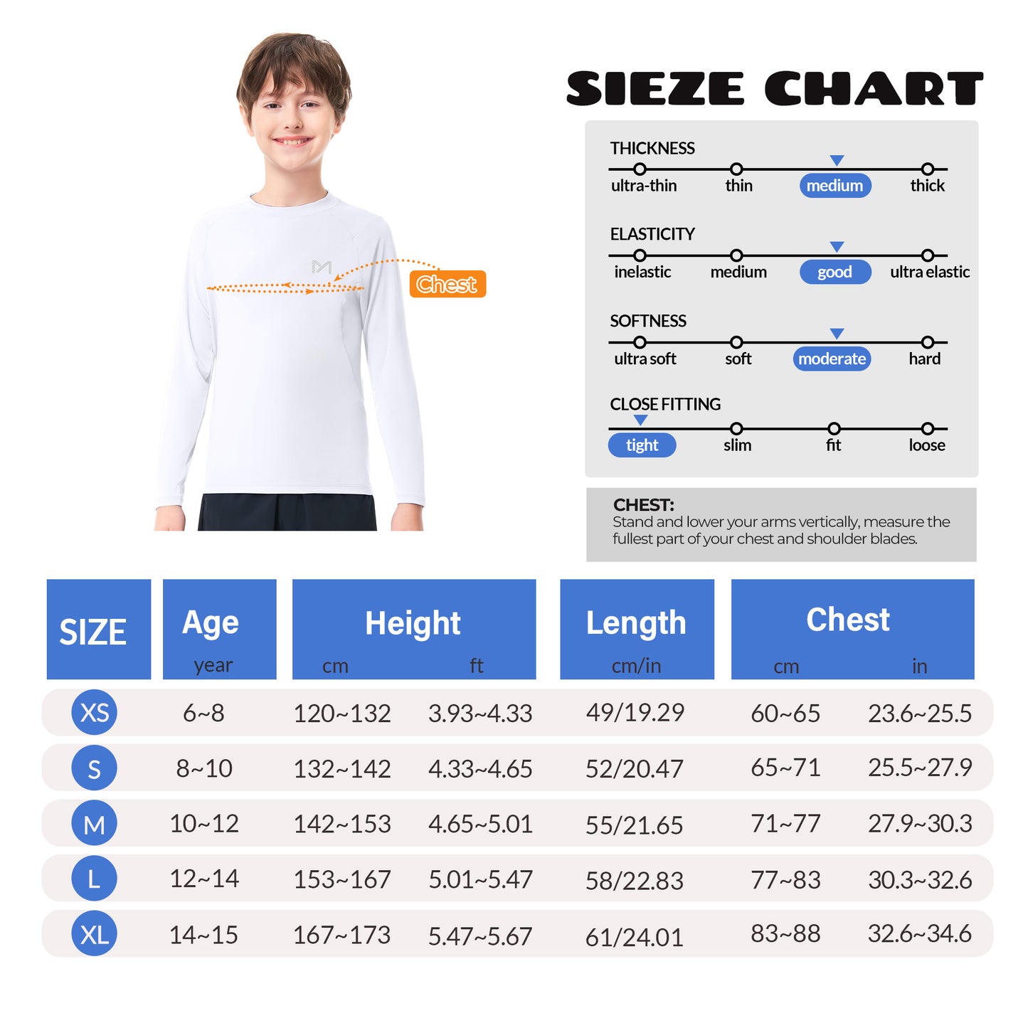 Boys Compression Shirt Youth Tights Athletic Undershirt Kids Base Layer T-Shirt UPF 50 Sun Protect Tops