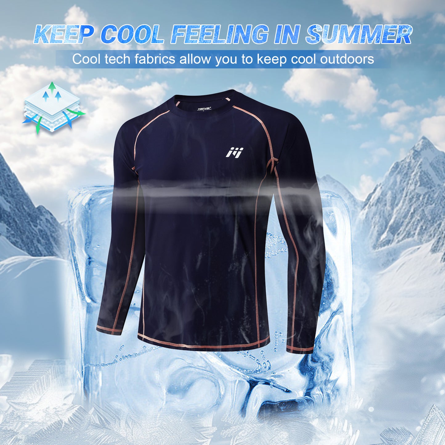 Men Swim Shirts Quick Dry Lightweight Rash Guard UV UPF 50+ Sun Protection Long Sleeve Beach Shirts Fishing