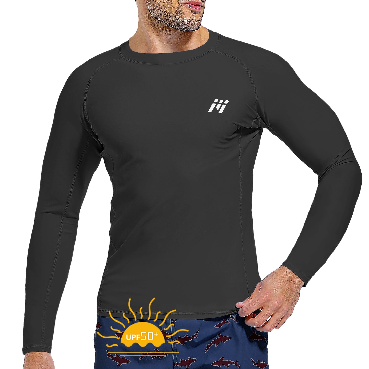 Men Swim Shirts Quick Dry Lightweight Rash Guard UV UPF 50+ Sun Protection Long Sleeve Beach Shirts Fishing