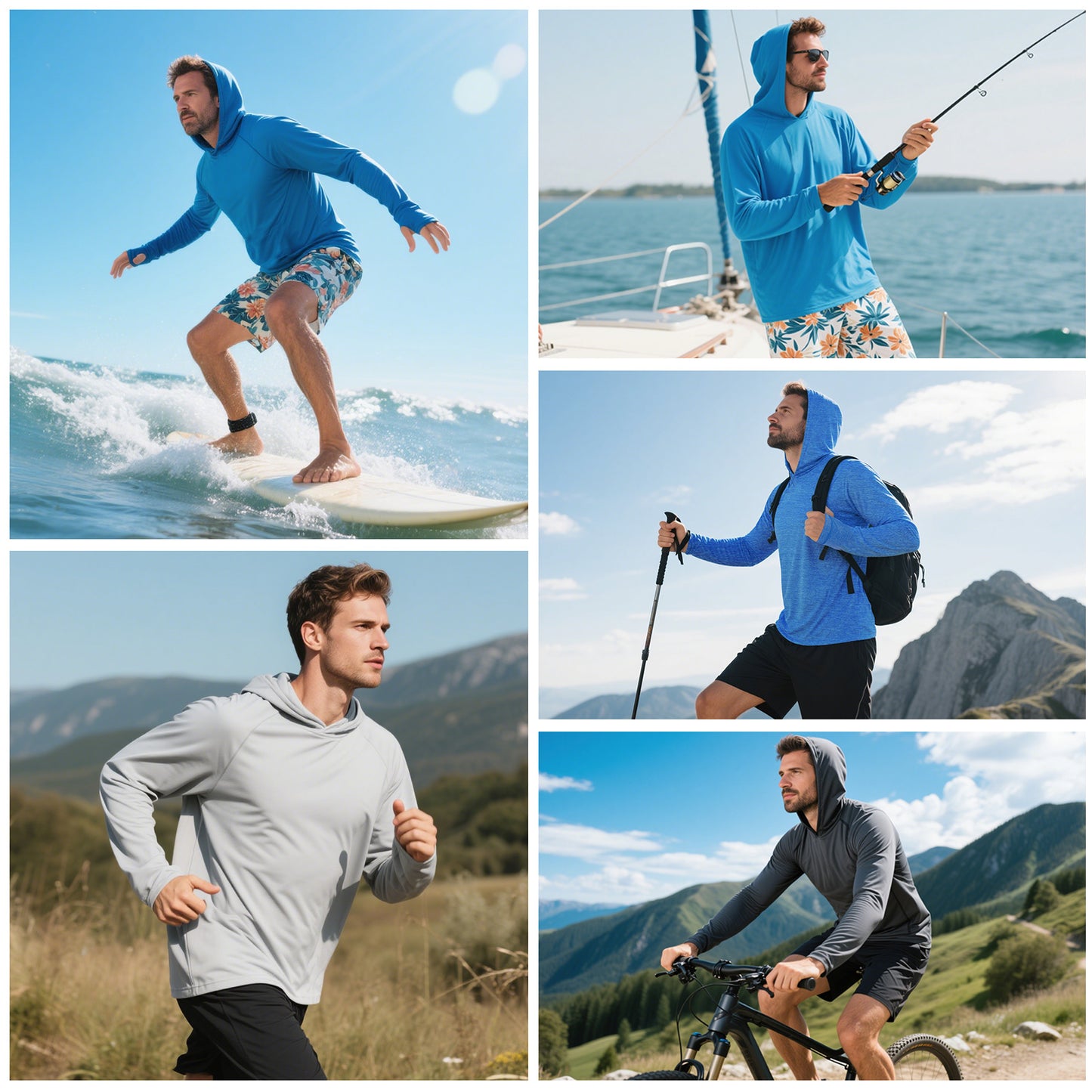 Fishing Shirts for Men Long Sleeve: UPF 100+ UV Sun Protection Hoodie - Swimming Hiking Outdoor Running Rash Guard