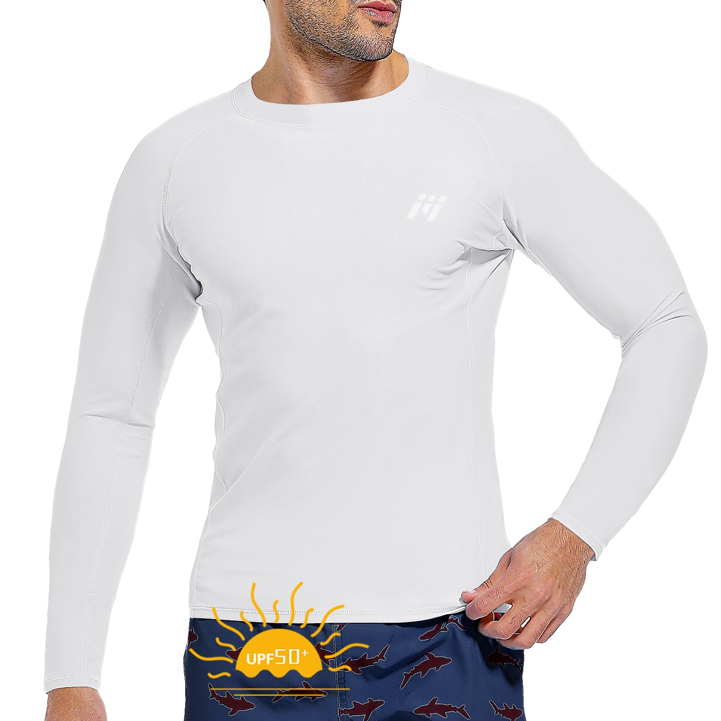 Men Swim Shirts Quick Dry Lightweight Rash Guard UV UPF 50+ Sun Protection Long Sleeve Beach Shirts Fishing