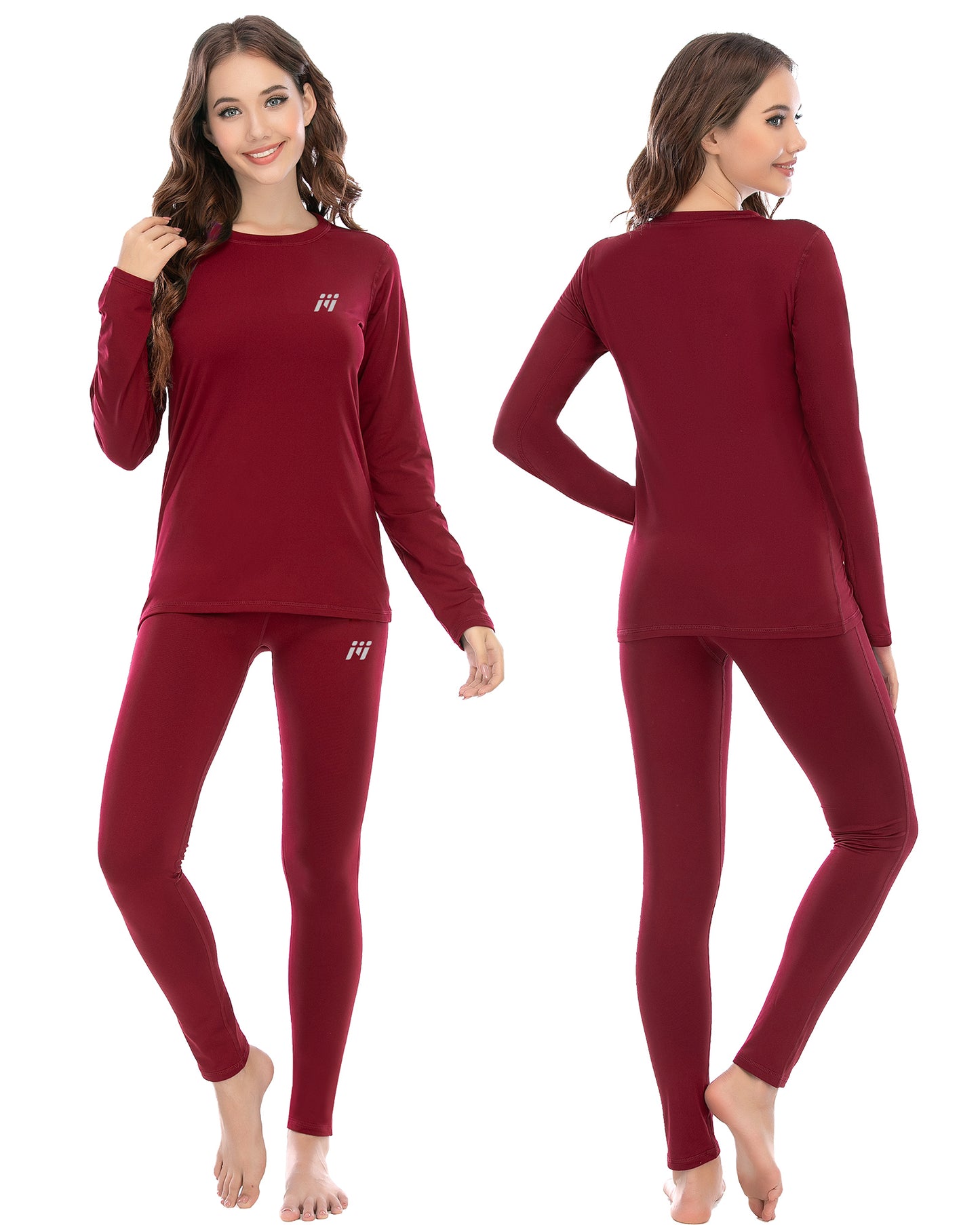 Ensemble de sous-vêtements thermiques d'hiver rouge MEETWEE