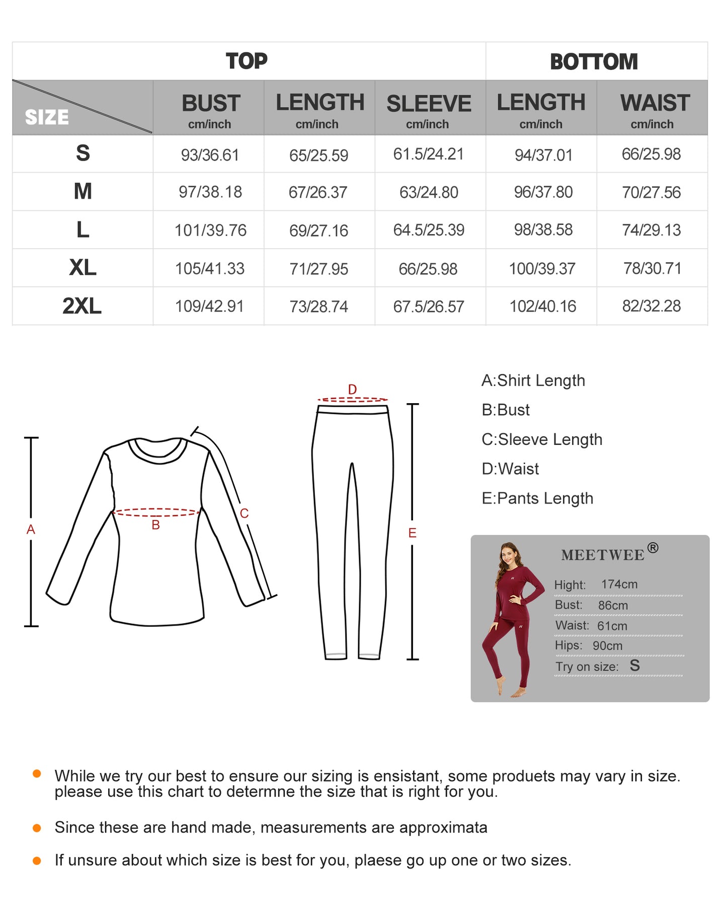 Ensemble de sous-vêtements thermiques d'hiver rouge MEETWEE