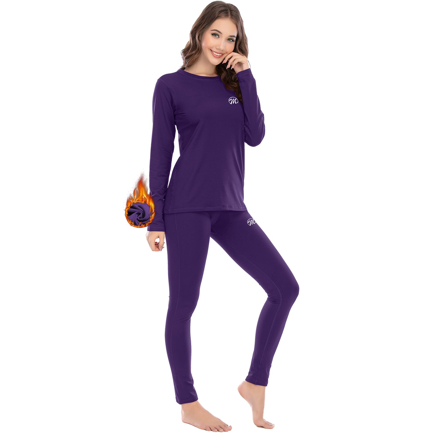 Thermal Underwear for Women Winter Base Layer Warm Top & Bottom Set