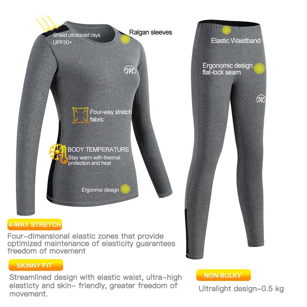 MEETWEE Grey Winter Thermal Underwear Set