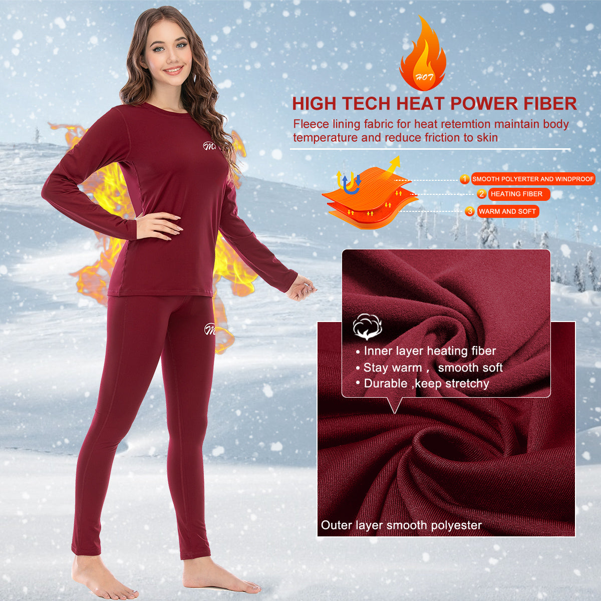 MEETWEE Red Winter Thermal Underwear Set