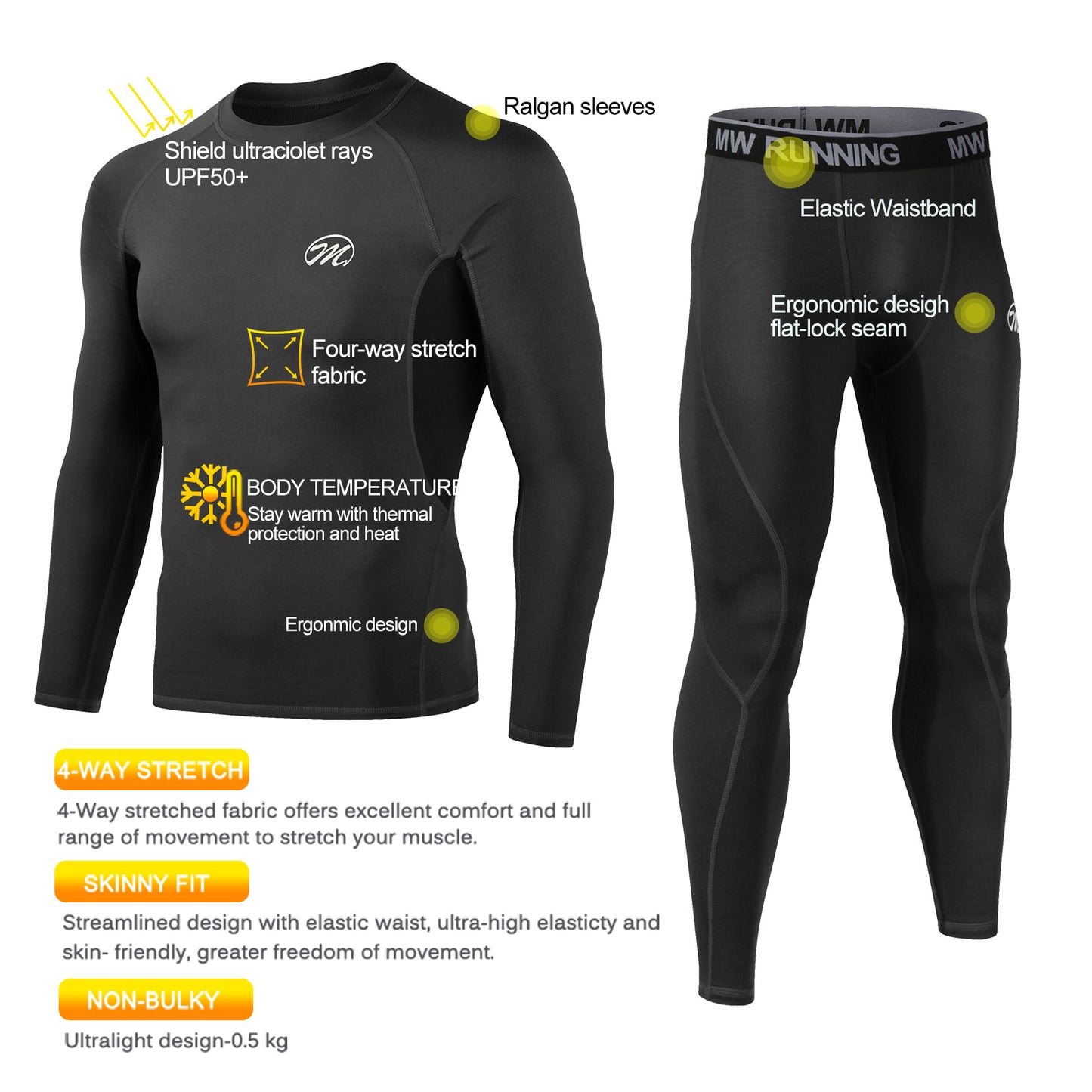 Thermal Underwear for Men Winter Quick Dry Base Layer